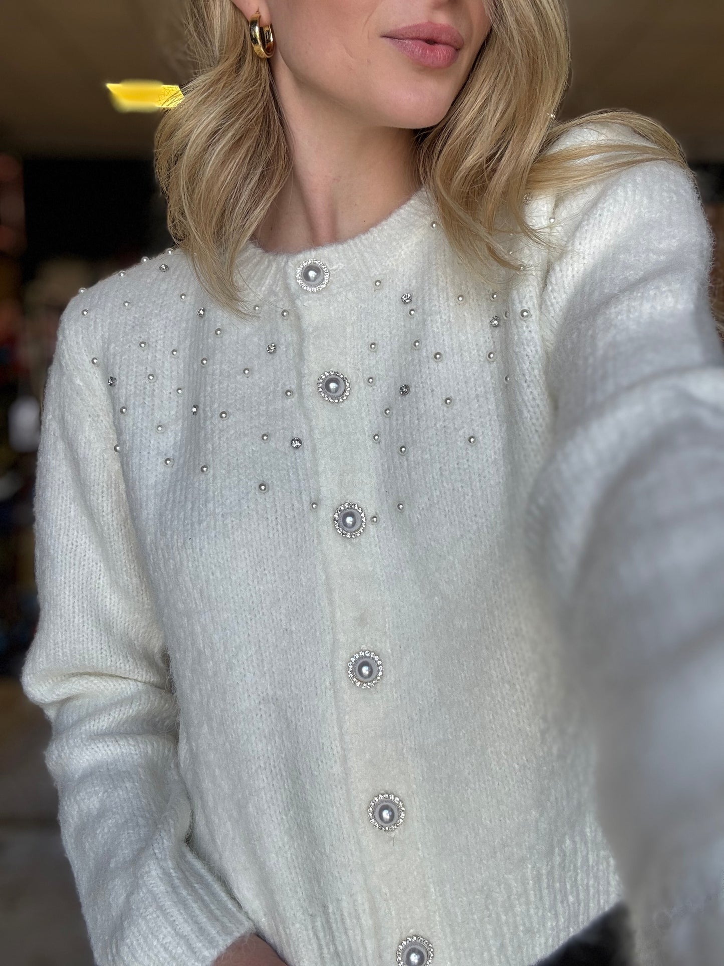 Sweater Cardigan with Embellishments
