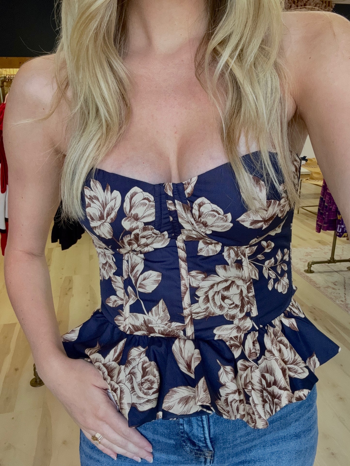 Andrea Floral Strapless Top