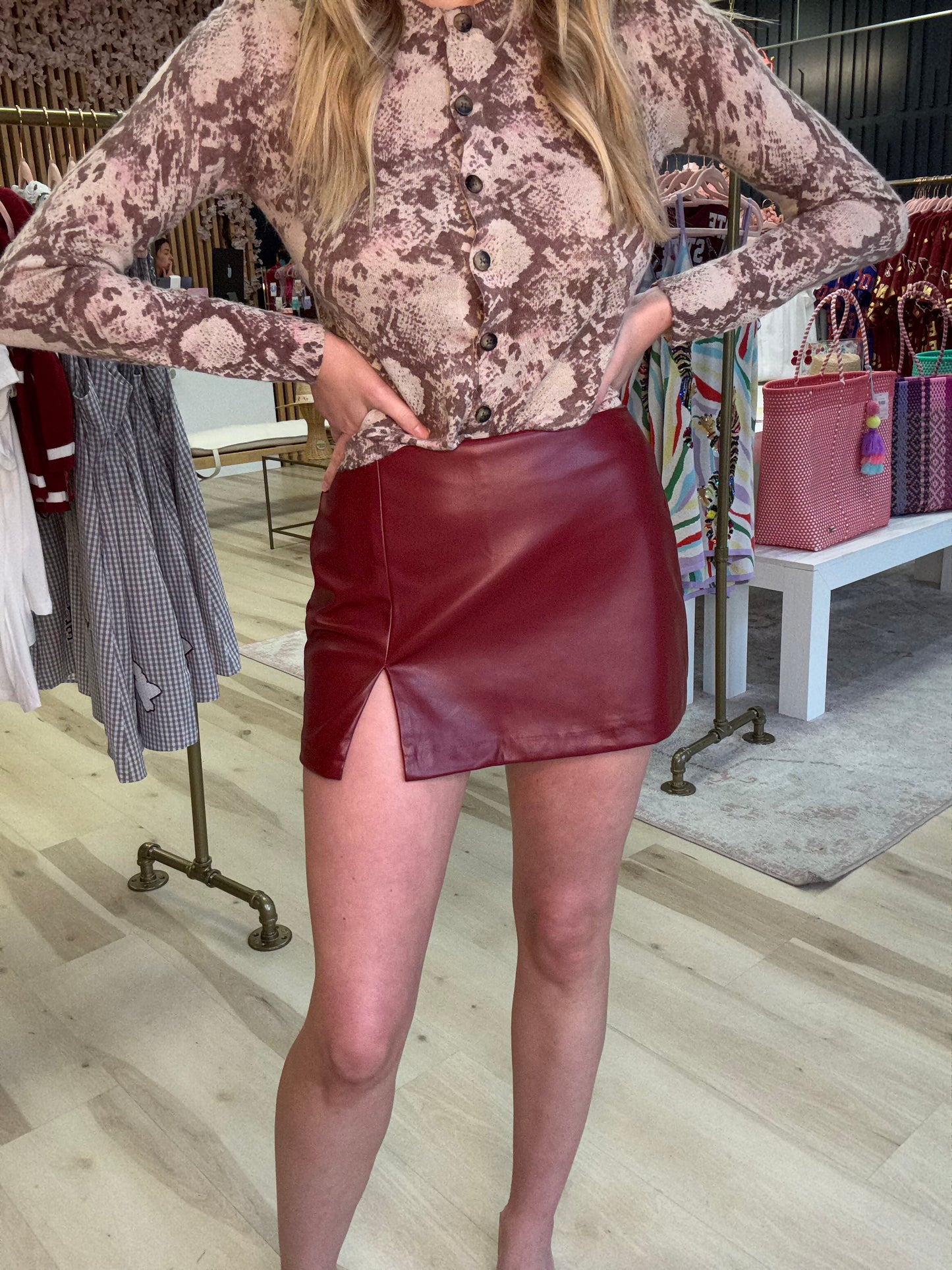 Scarlet/Wine Mini Skirt