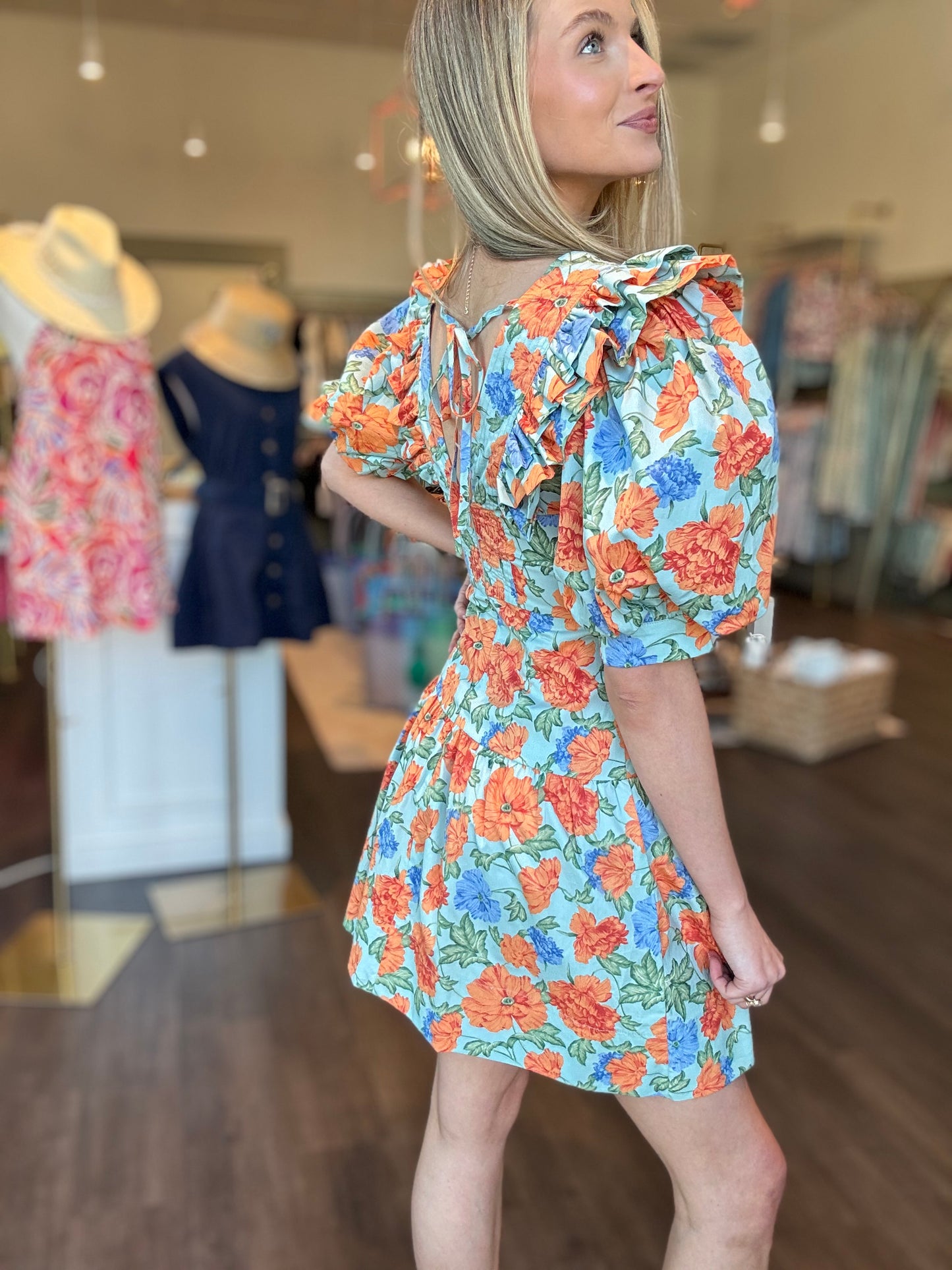 Kayla Floral Puff Sleeve Mini Dress