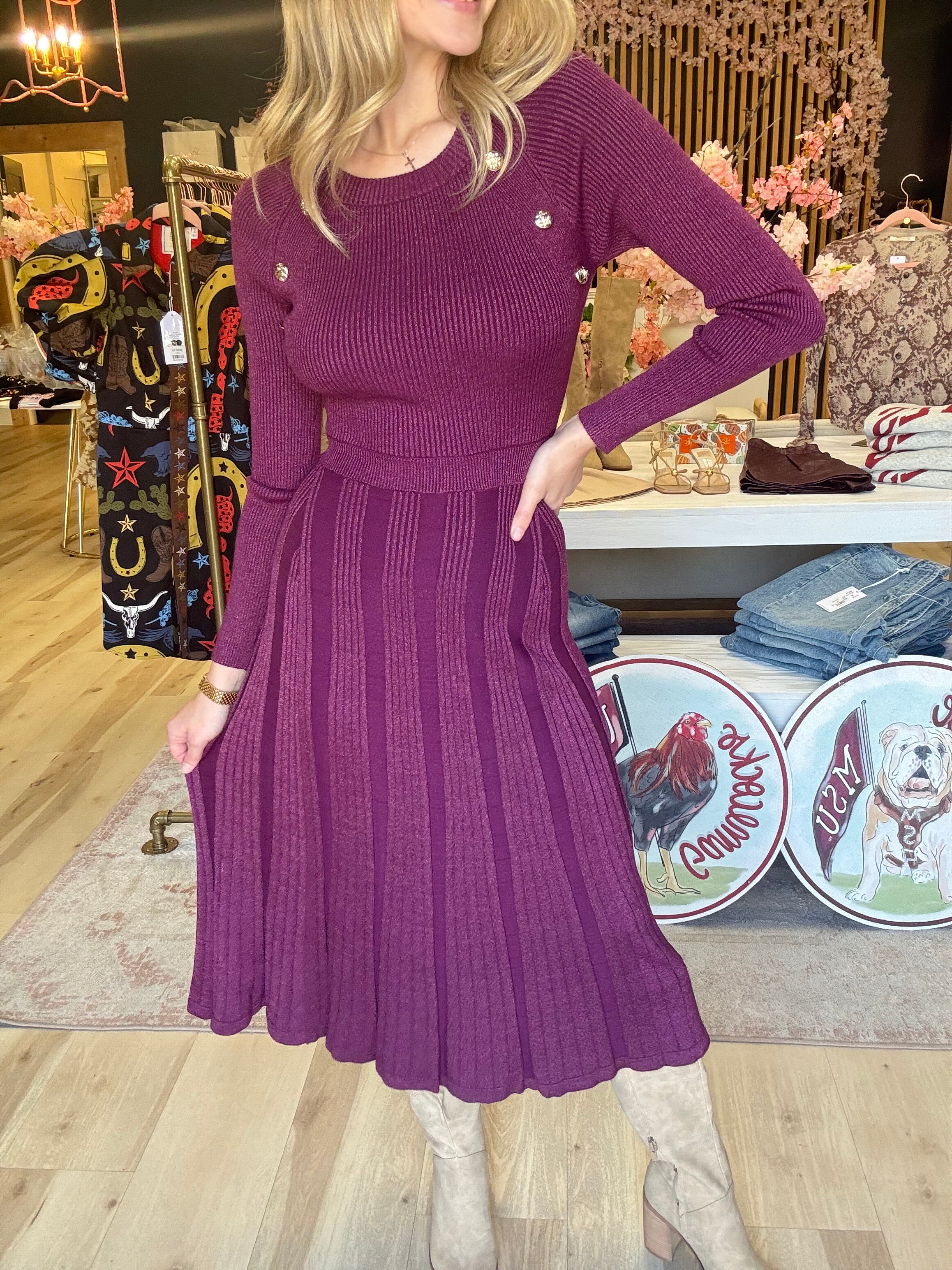 Orchid Metallic Midi Dress