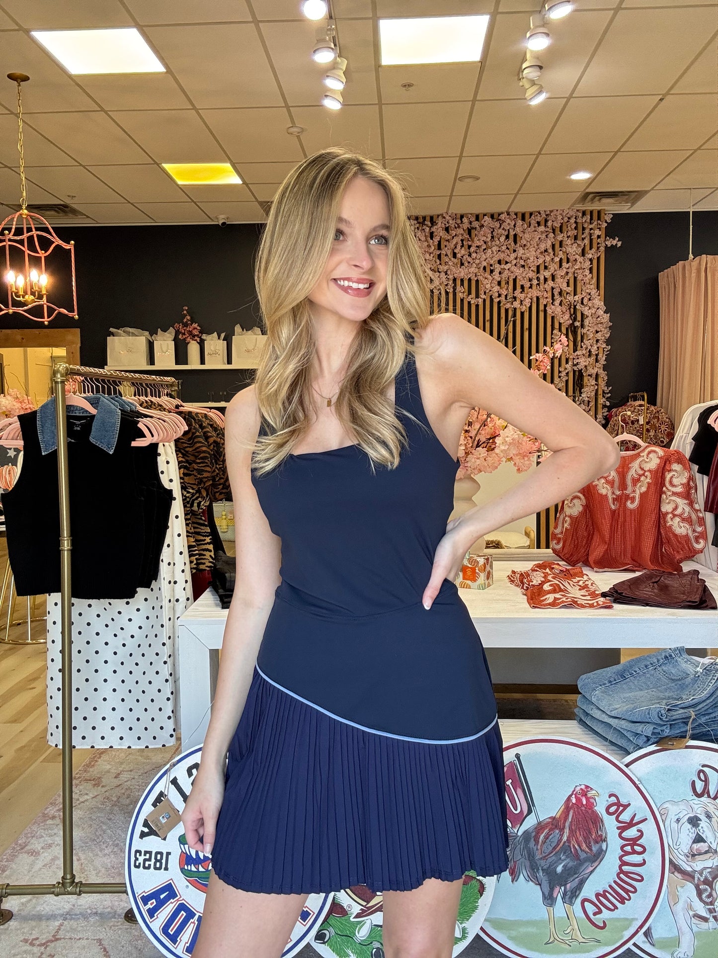Karlie Solid Kourt Dress with Contrast Piping