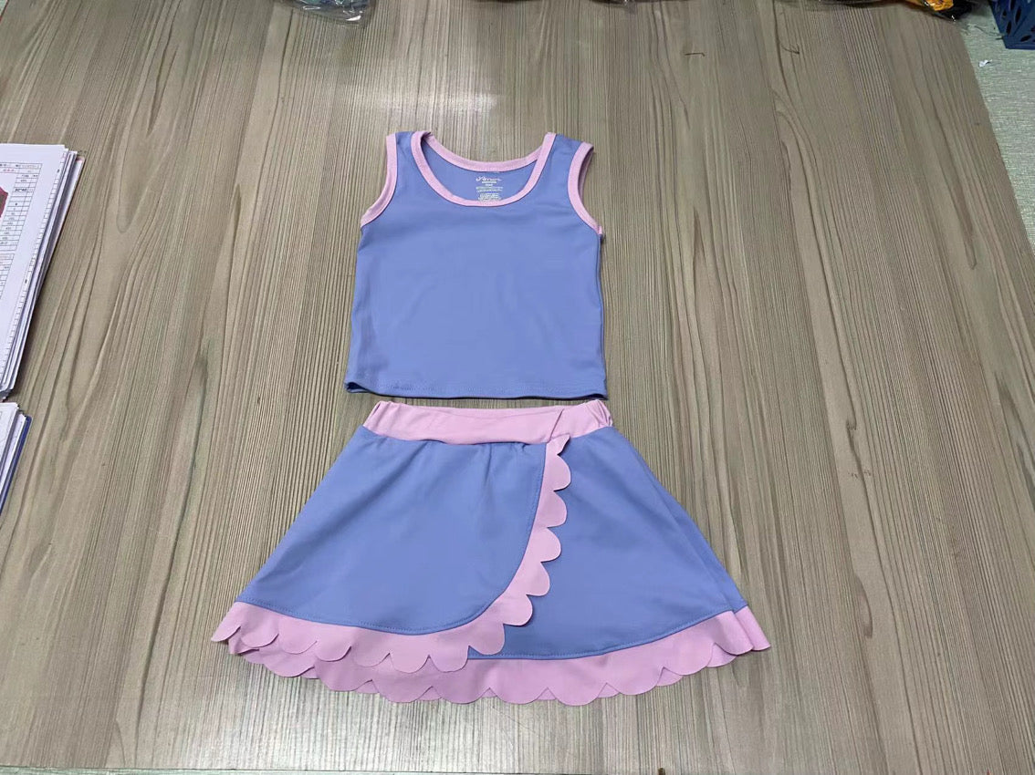 Scallop Detail Skort Set (multiple colors)
