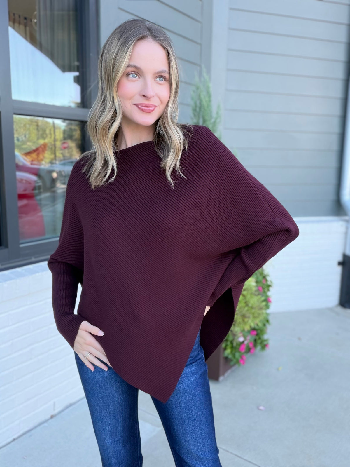 Dolman Sweater Top in Wine