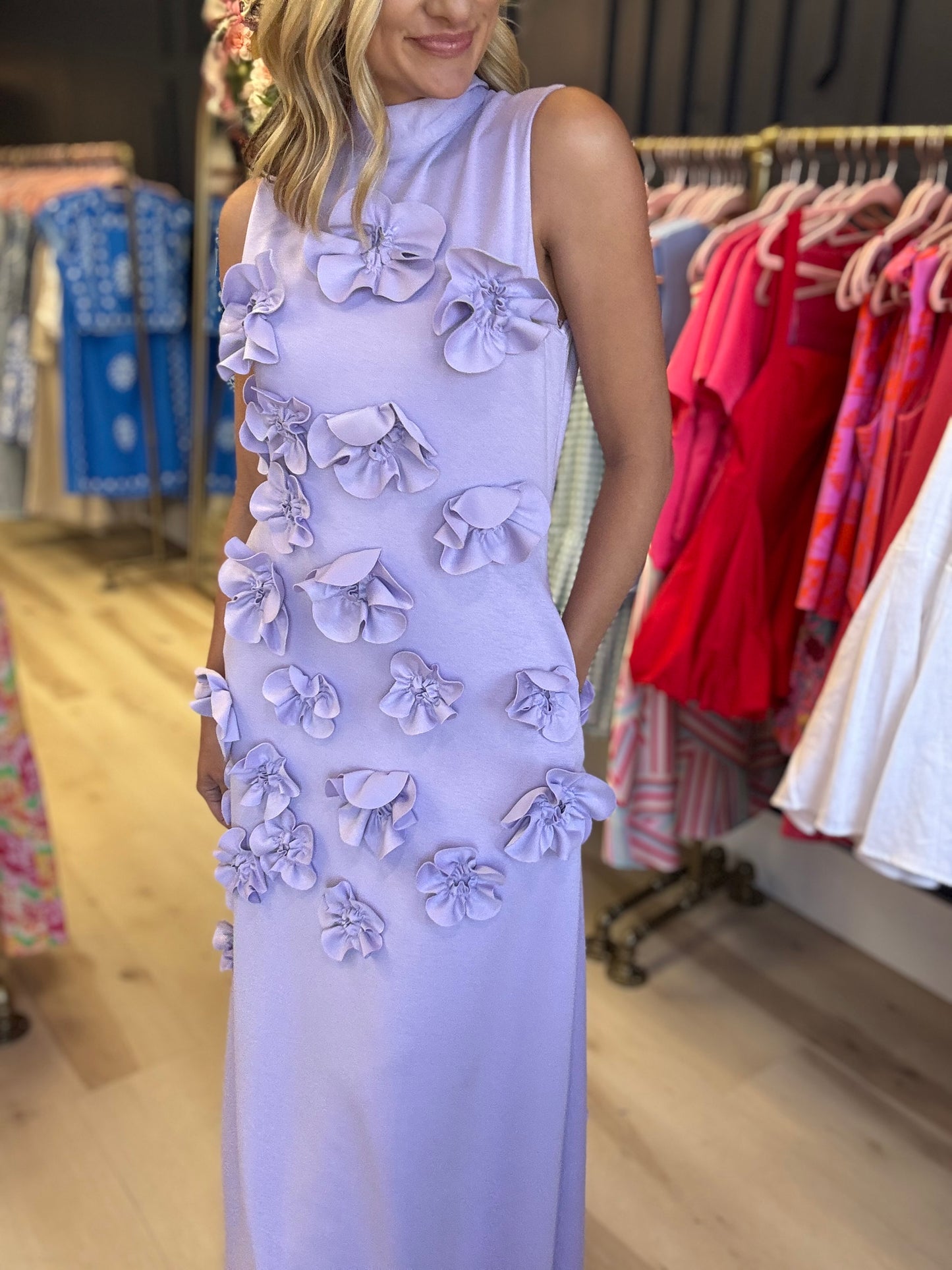 Lilac 3D Floral Dress