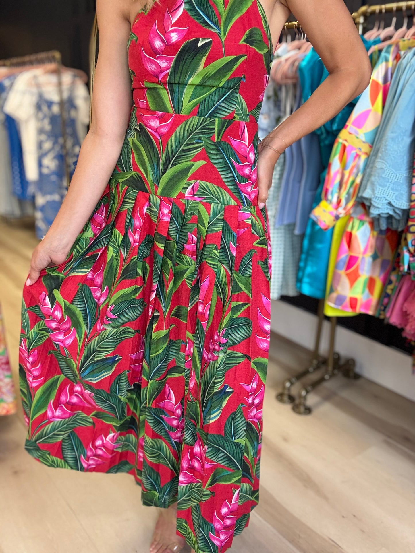 Farm Rio Red Dream Garden Maxi Dress