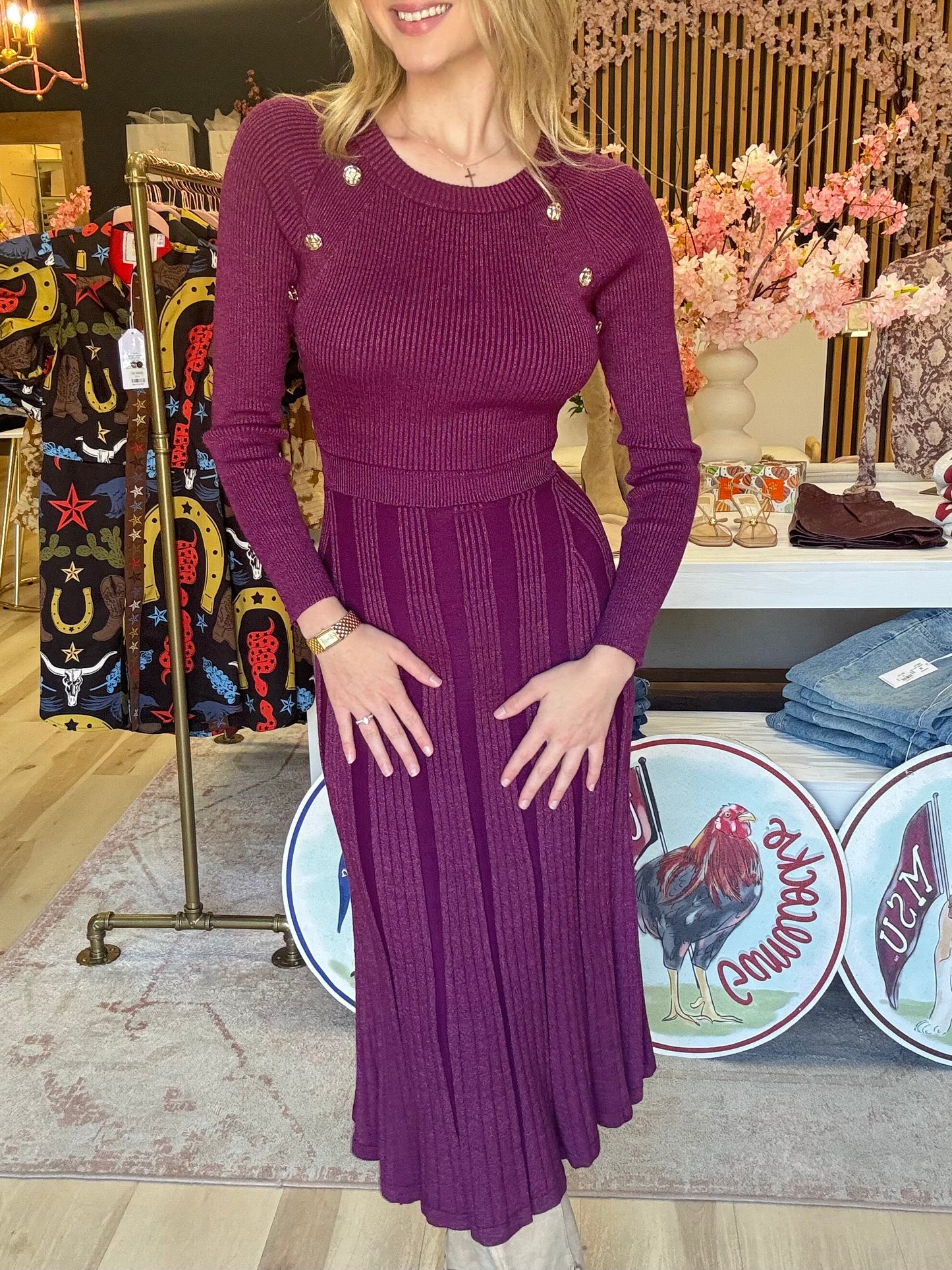 Orchid Metallic Midi Dress