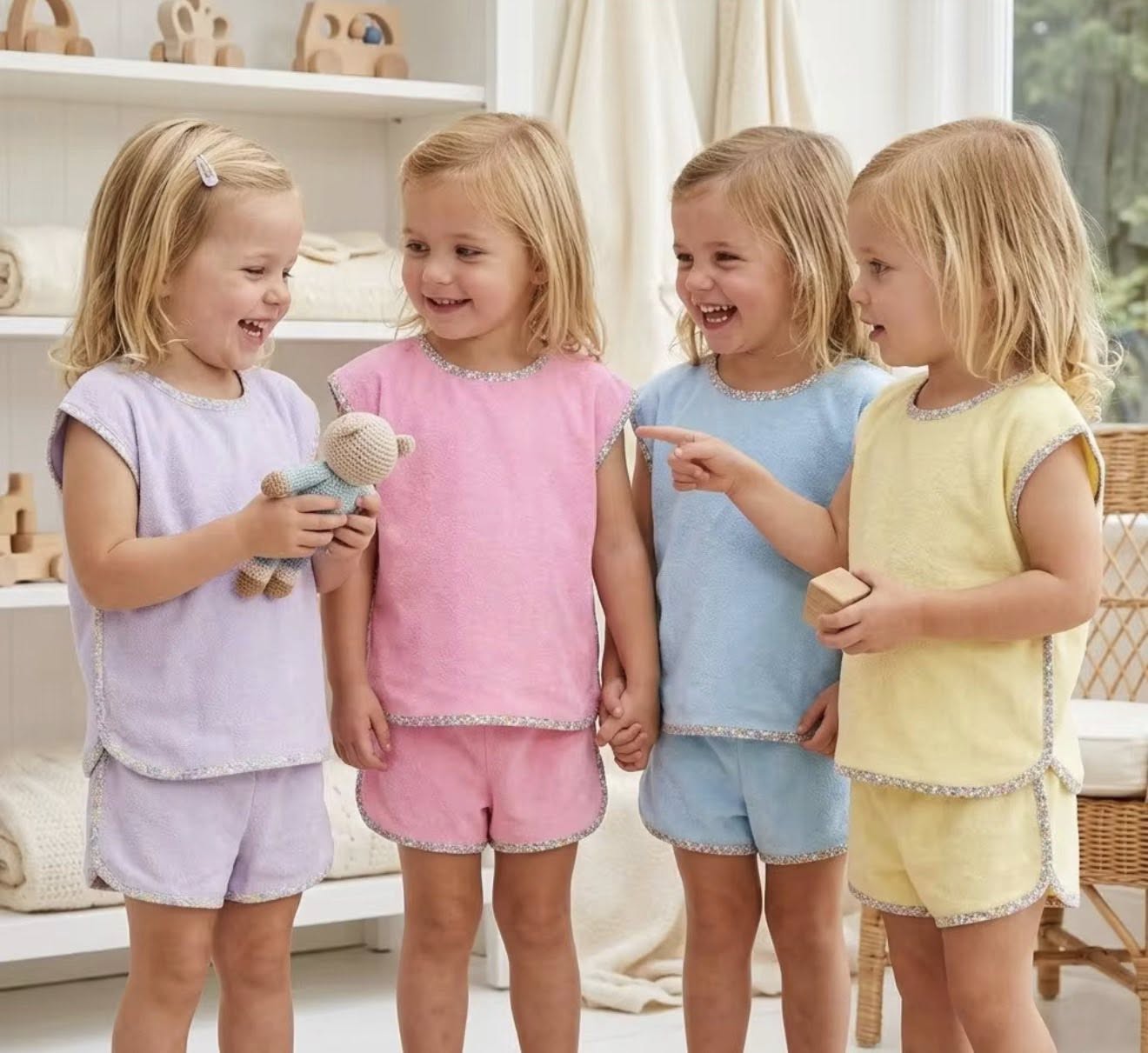 Flower Trim Deetail Kid Short Set