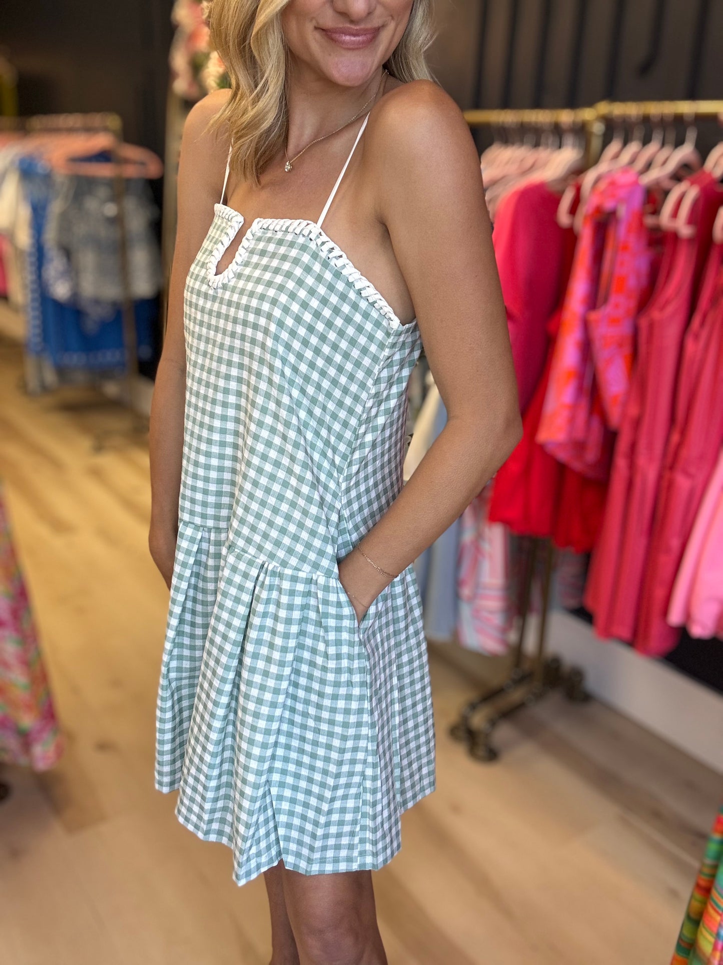 Green Gingham Mini