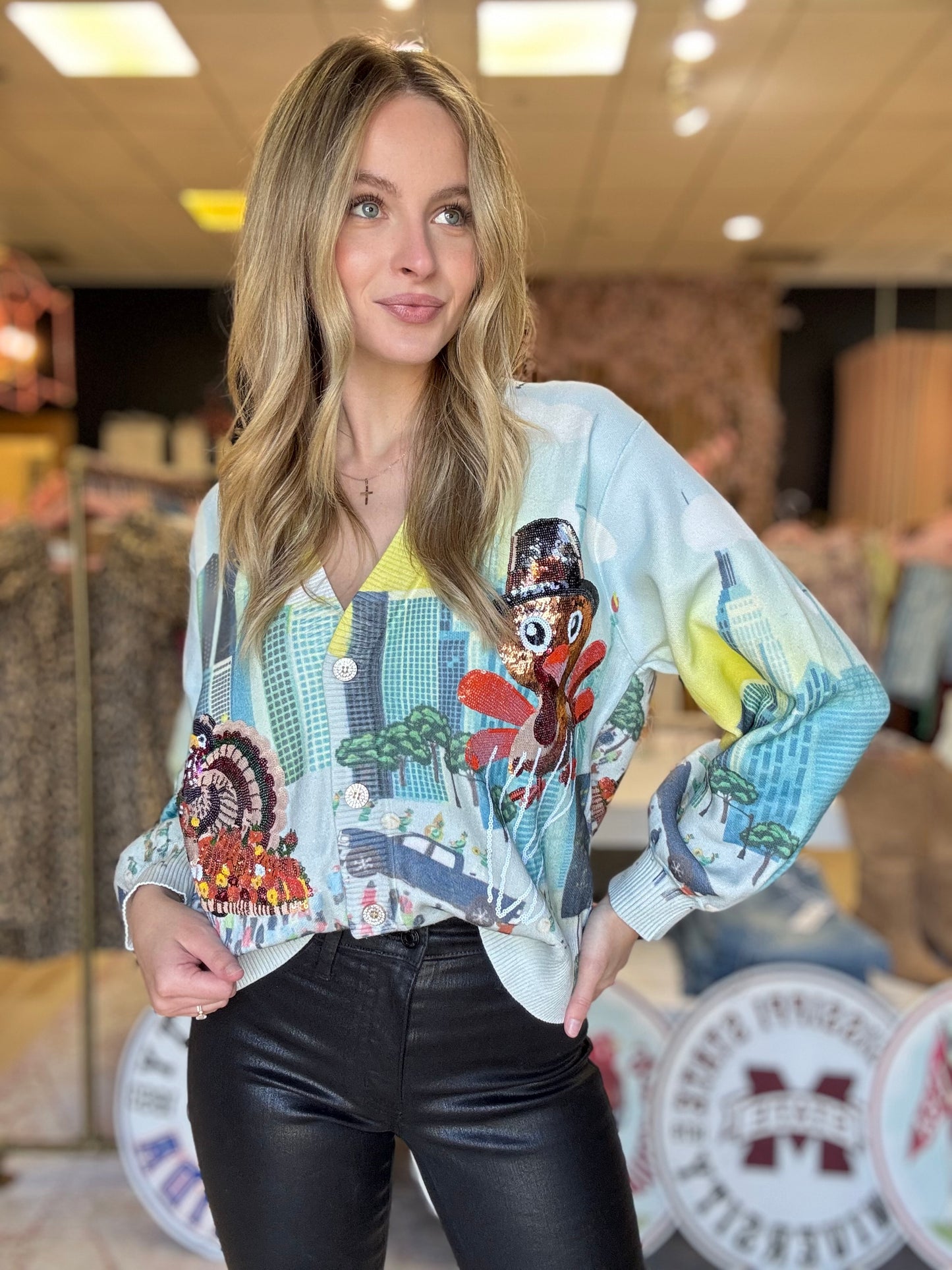 Queen of Sparkles Thanksgiving Parade Button Up Cardigan