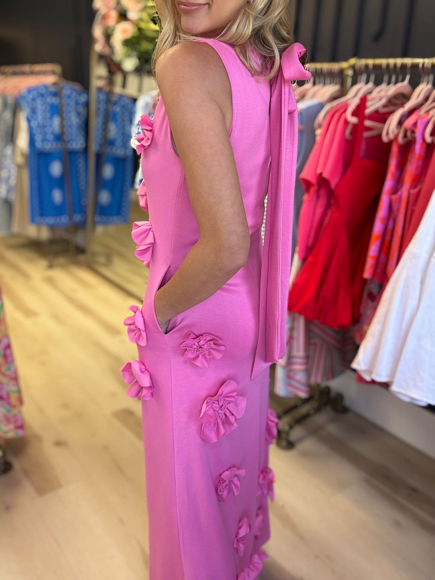 Pink 3D Floral Dress