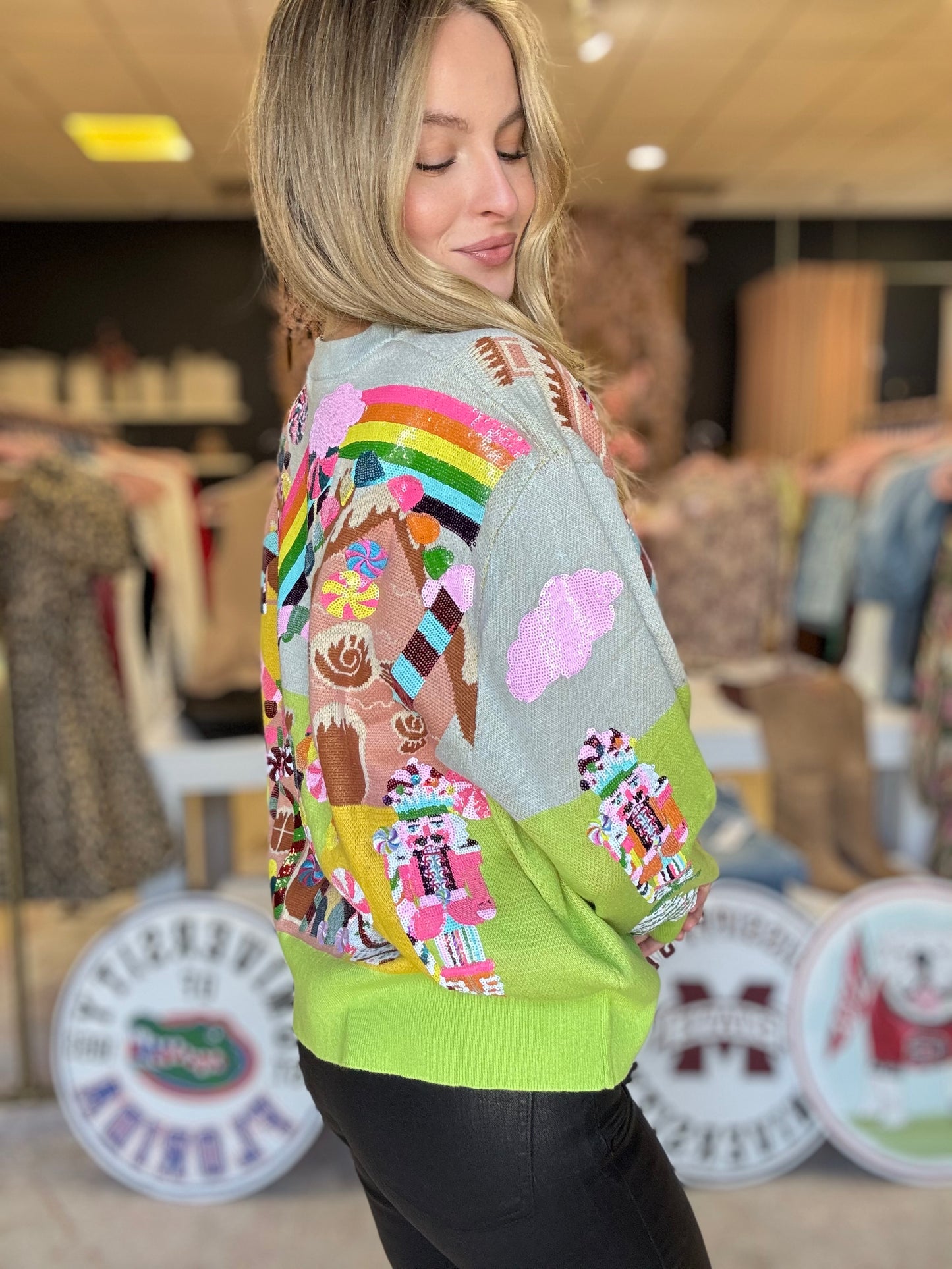 Queen of Sparkles Christmas Candyland Knit Sweater