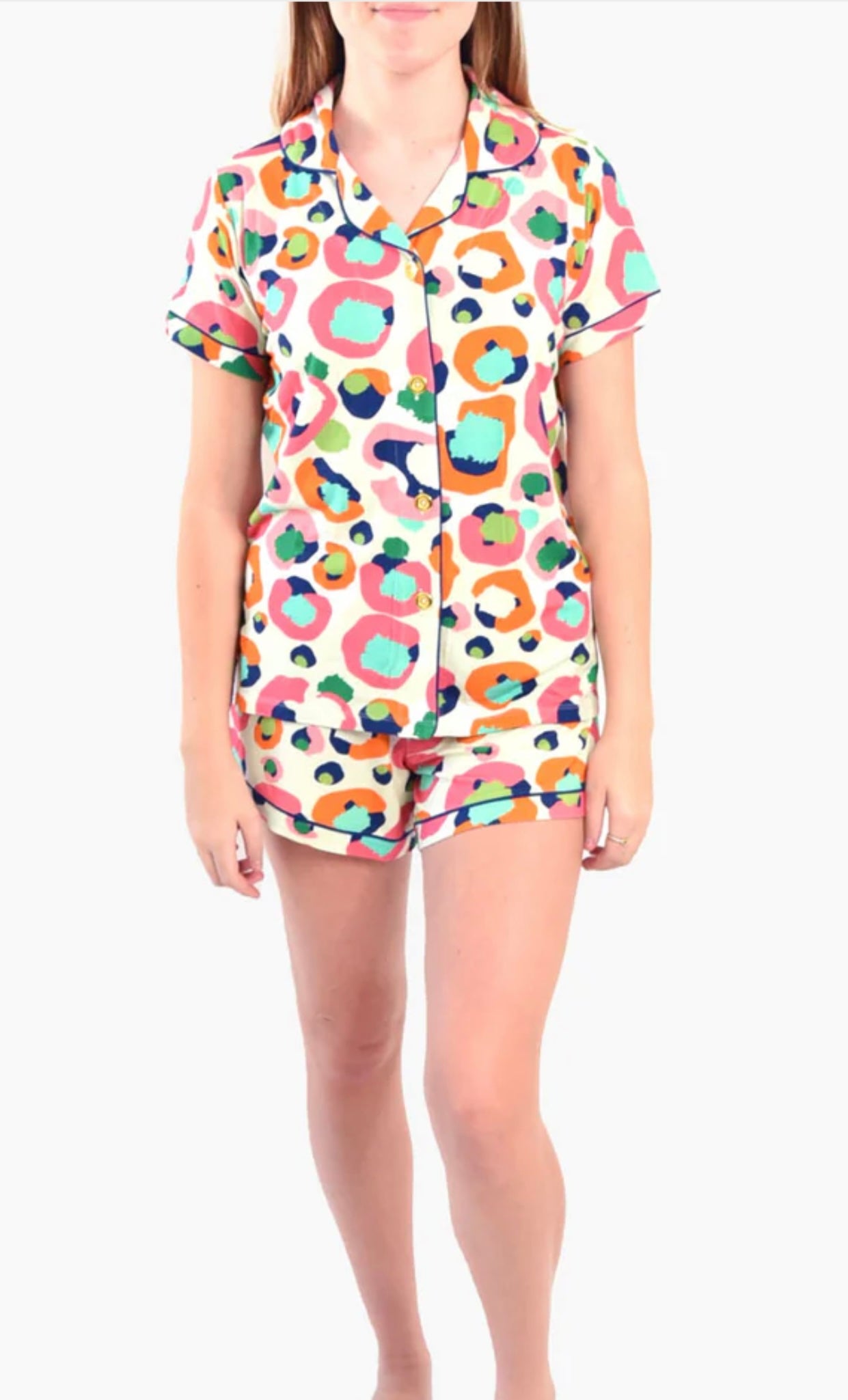 Emily McCarthy Multi Spot Cheetah Pajama Set