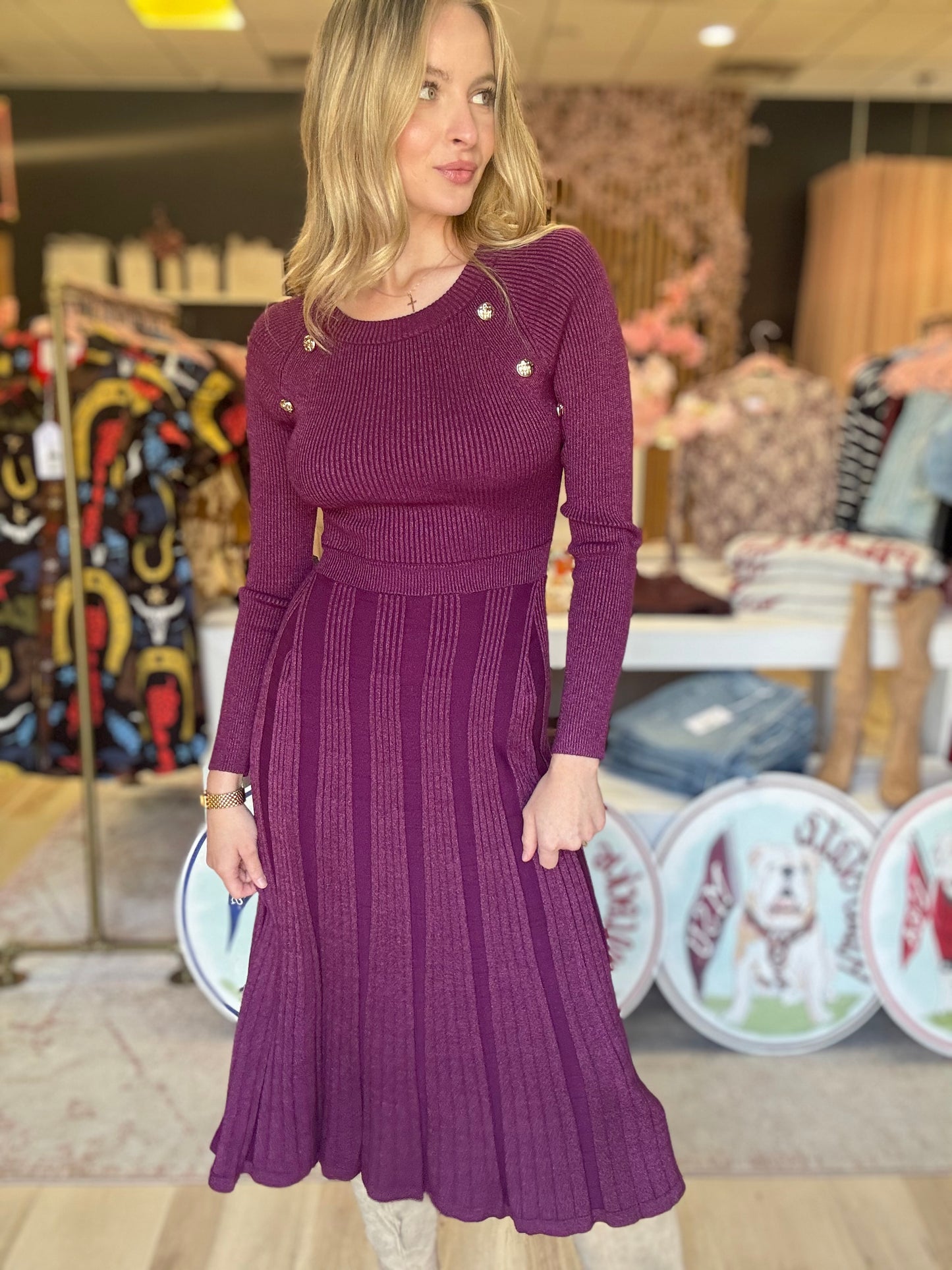 Orchid Metallic Midi Dress