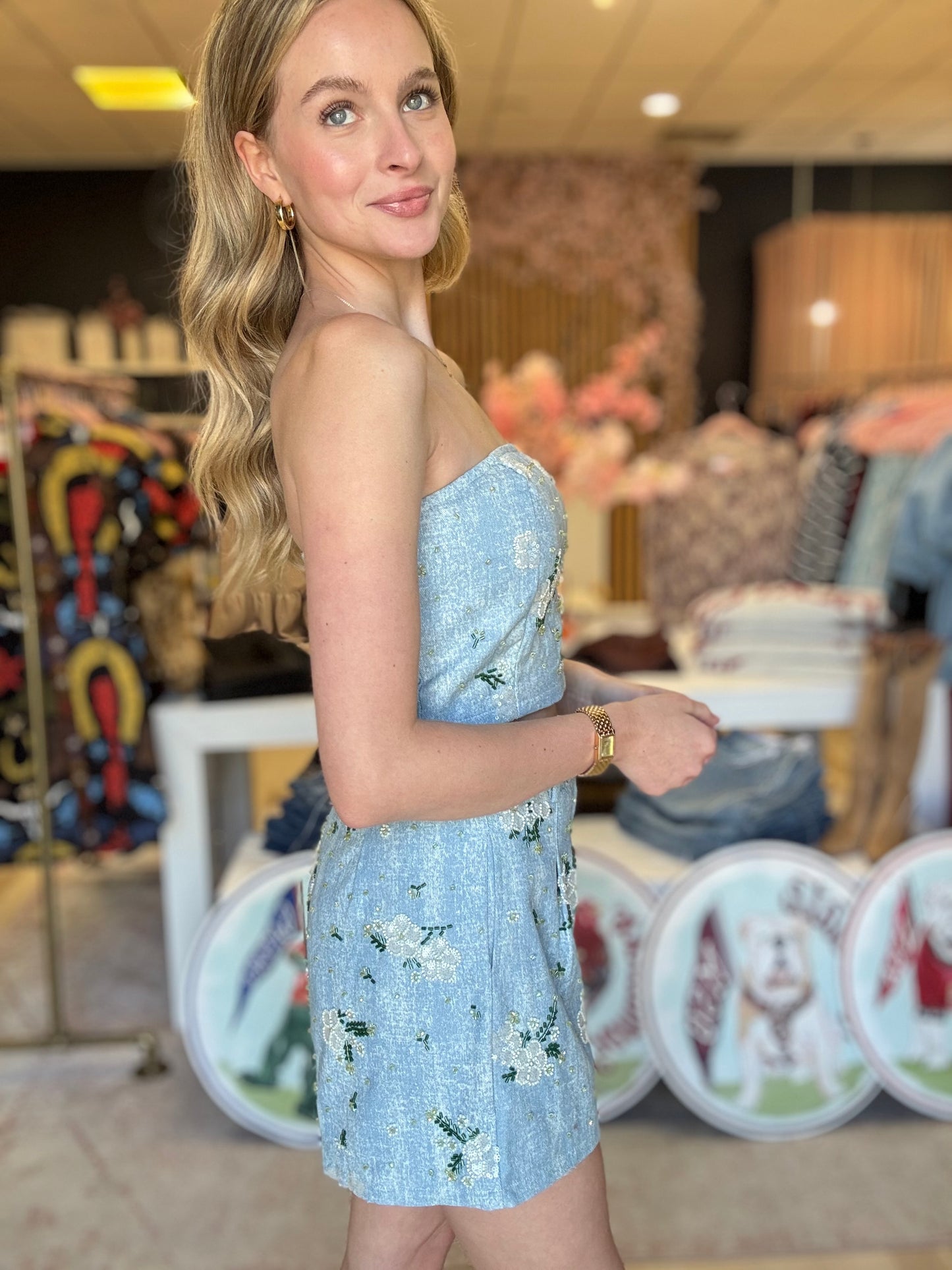 Denim Beaded Set