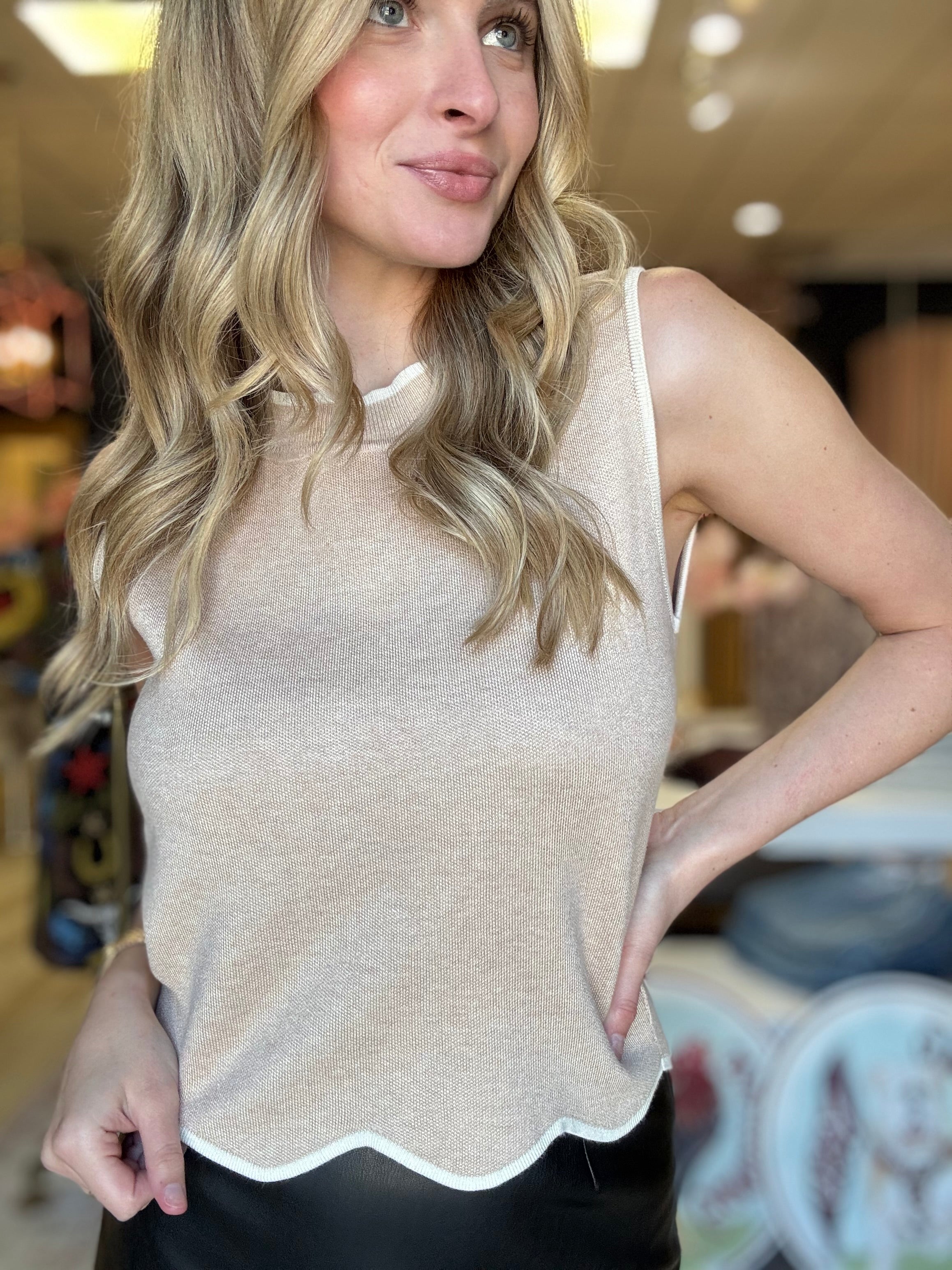 Scallop Knit Top