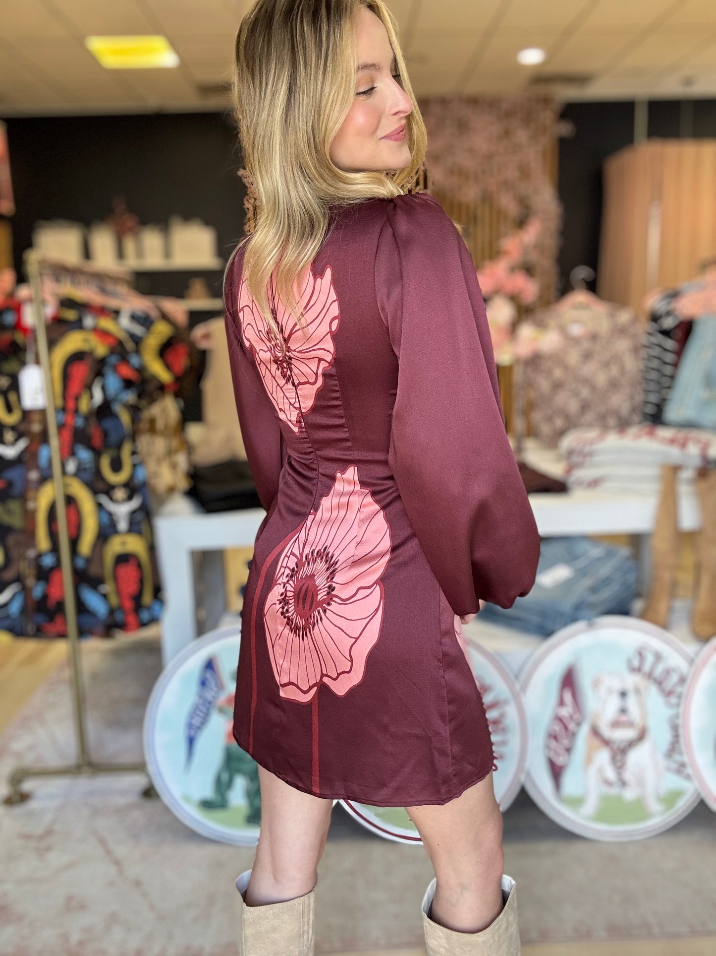 Adelyn Rae Juno Bubble Sleeveless Poppy Mini Dress