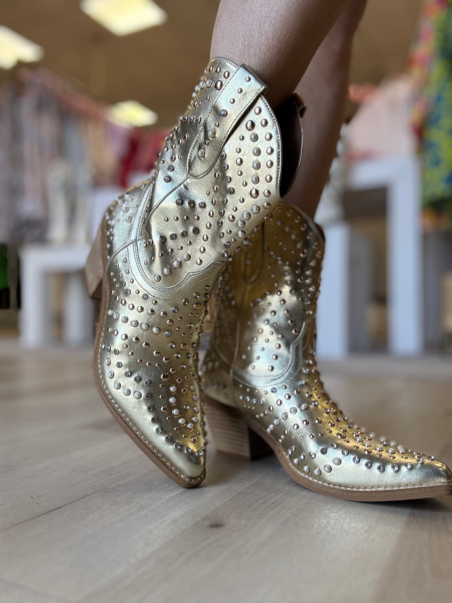 Gold Studded Boot