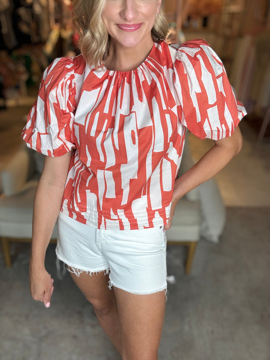 Buttondown Abstract Blouse