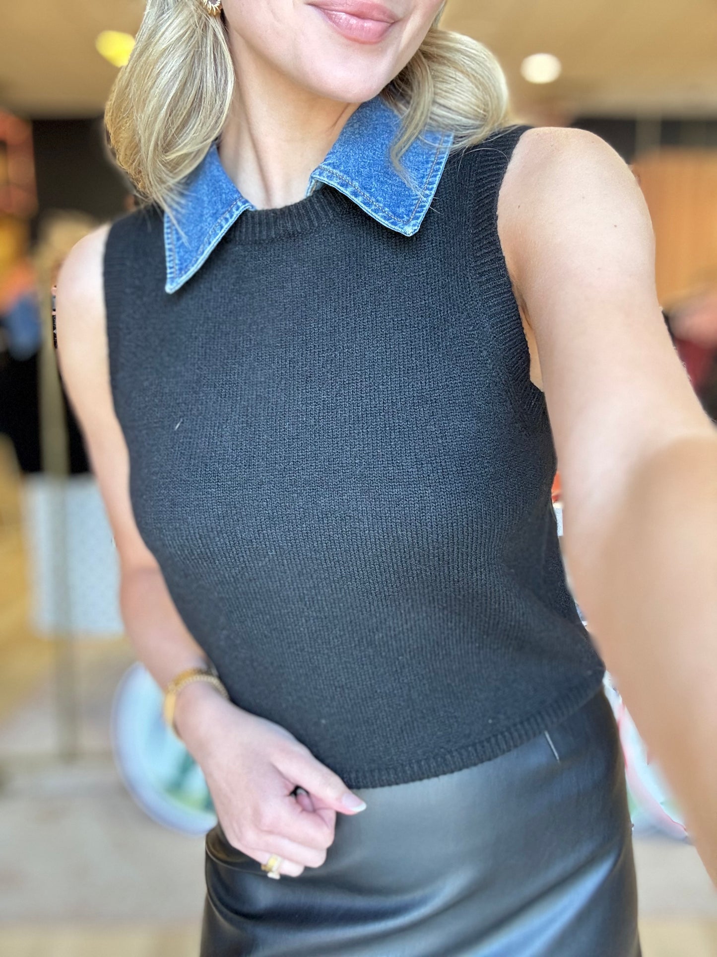 French Connection Ellie Knit Collar Vest