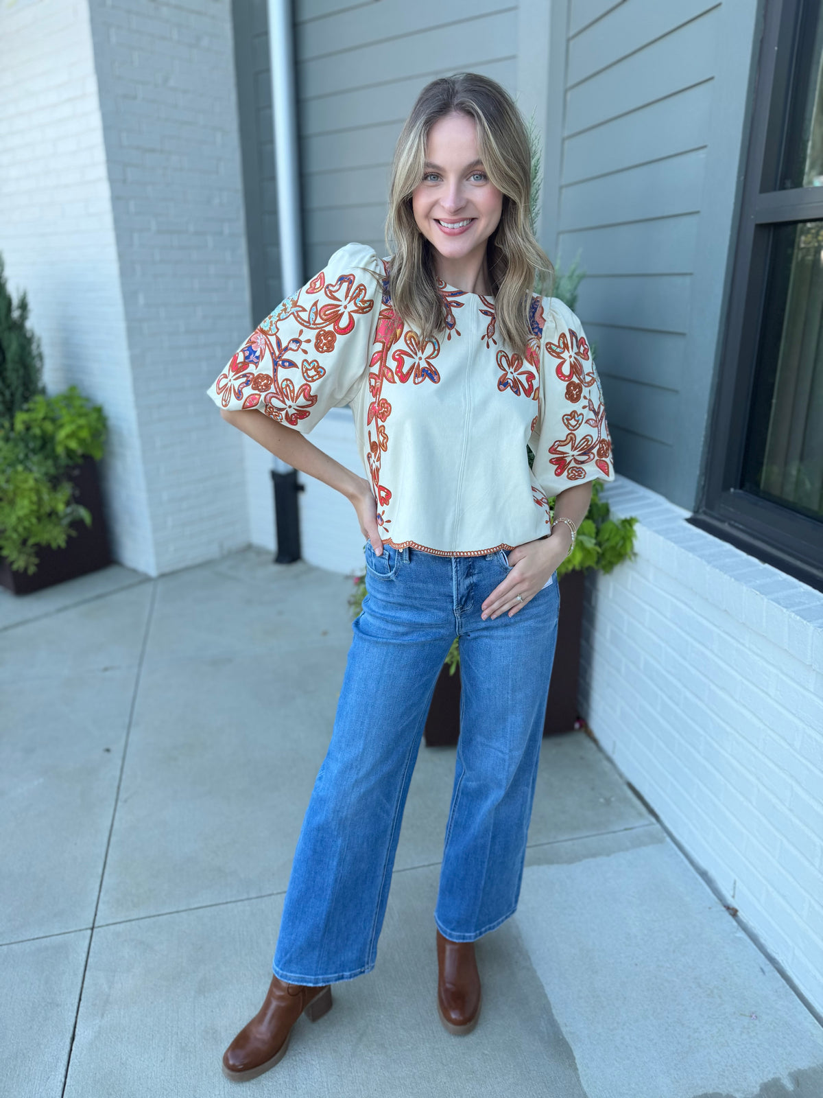 THML Floral Embroidered Top