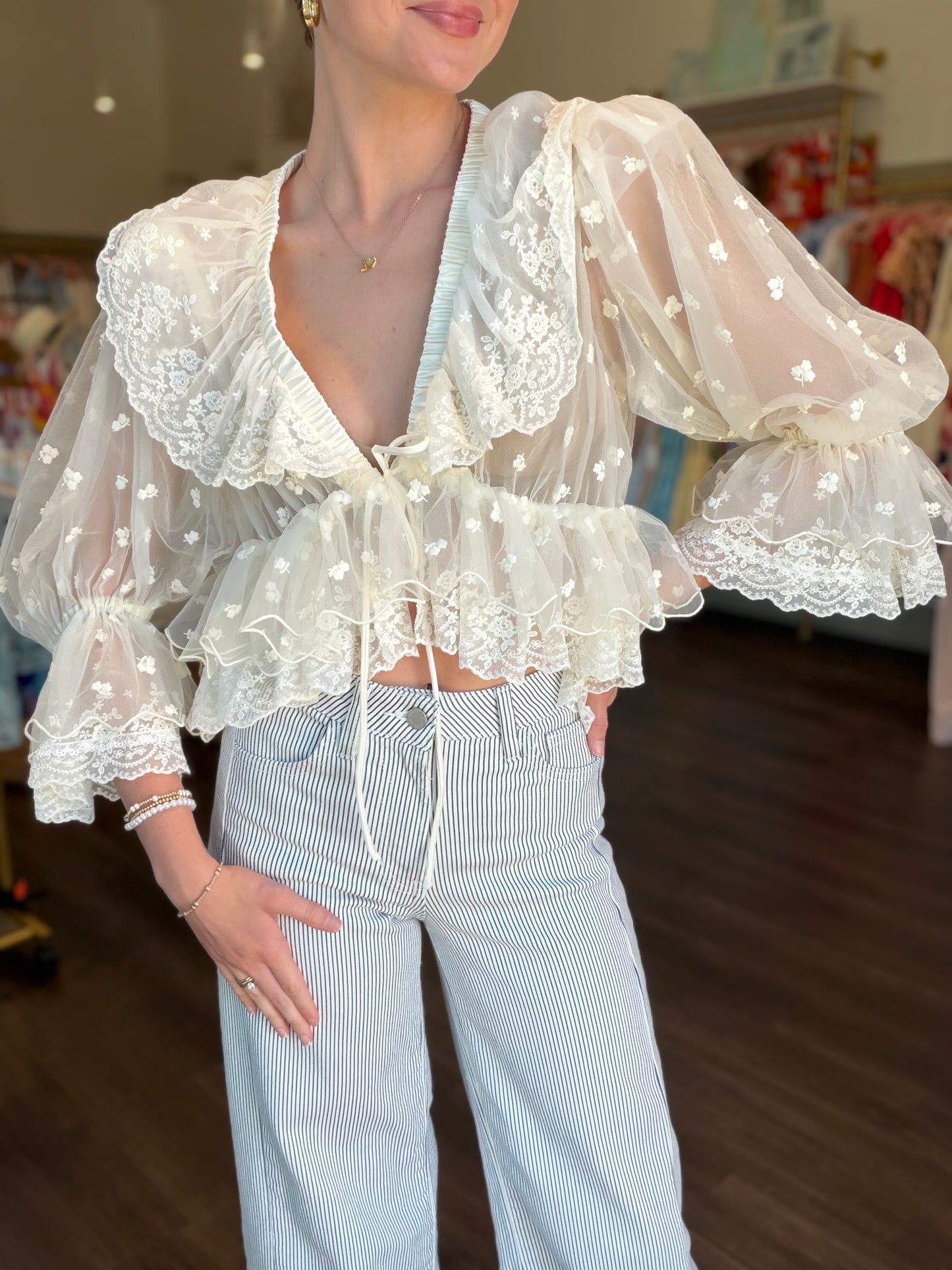 Chiffon Lace Detail Blouse