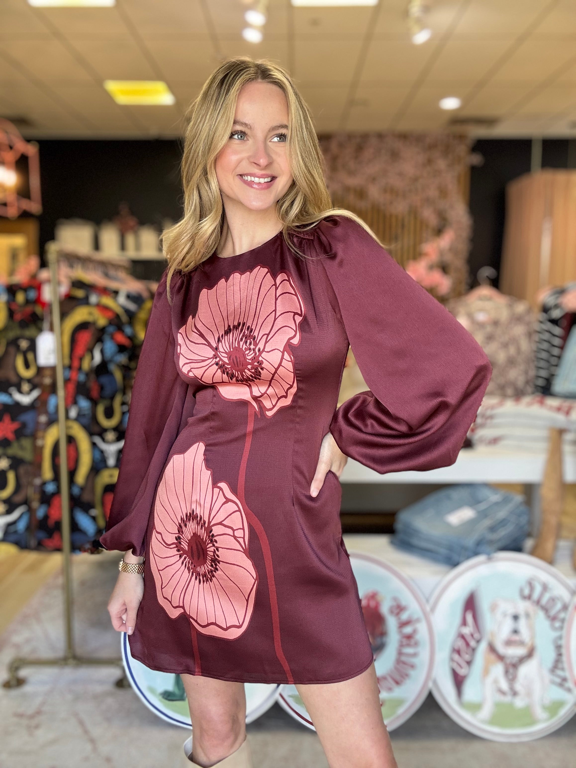 Adelyn Rae Juno Bubble Sleeveless Poppy Mini Dress