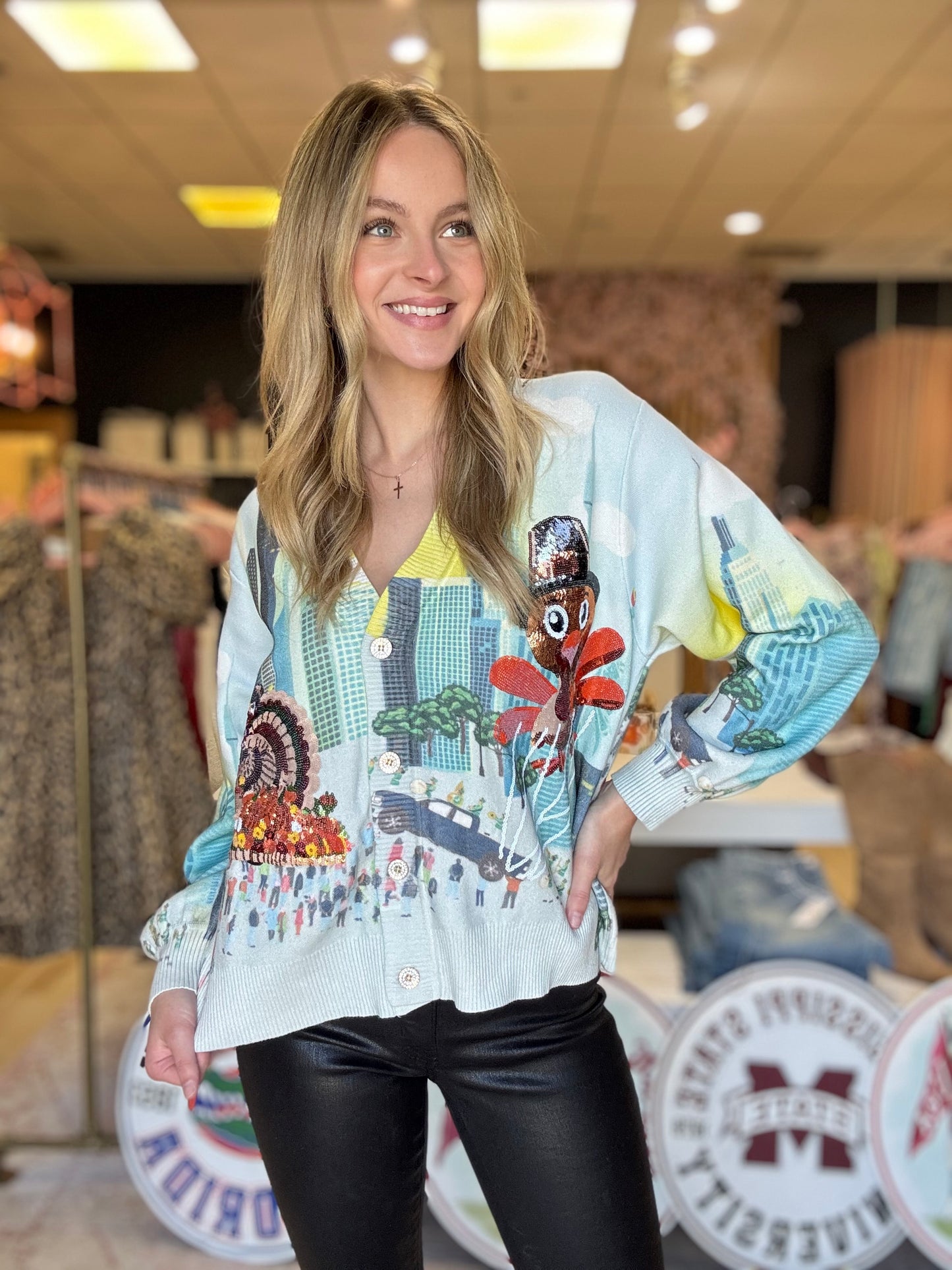 Queen of Sparkles Thanksgiving Parade Button Up Cardigan
