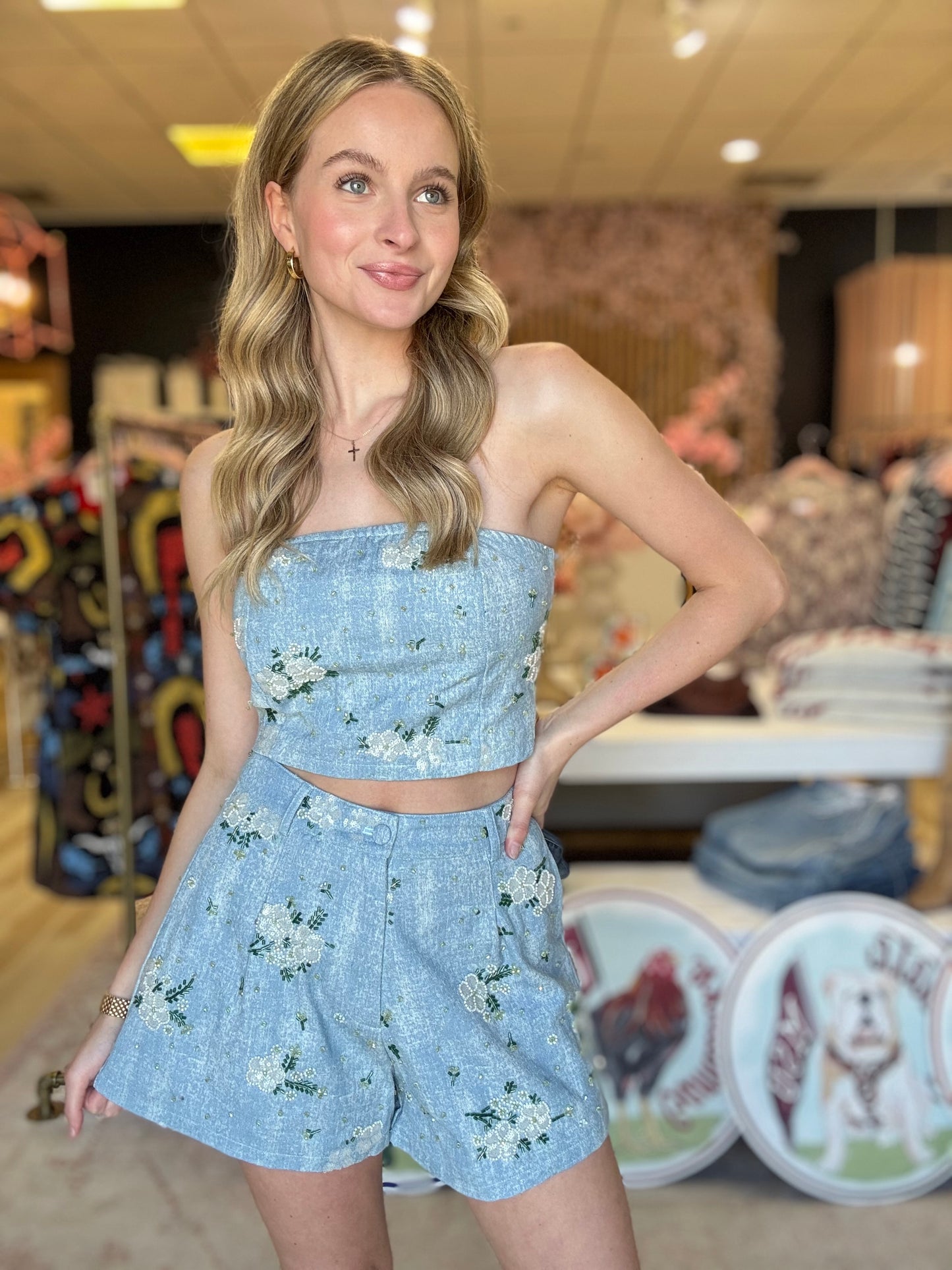 Denim Beaded Set