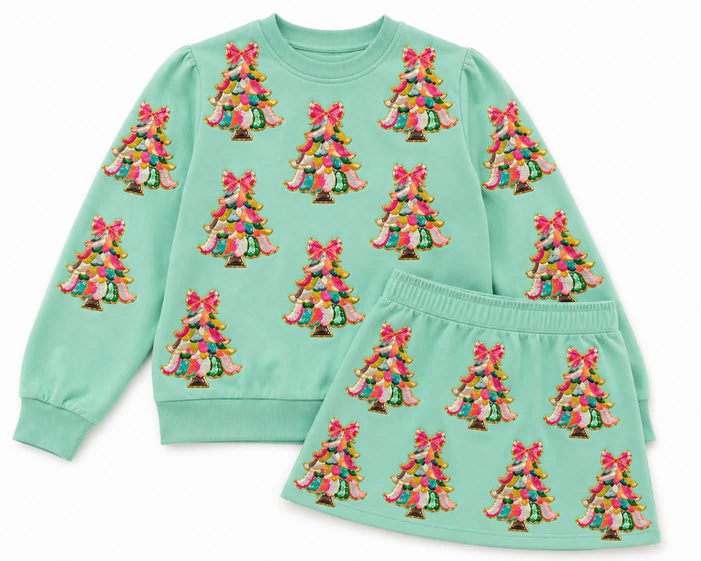 Colorful Tree Sequin Skort Set (PREORDER)