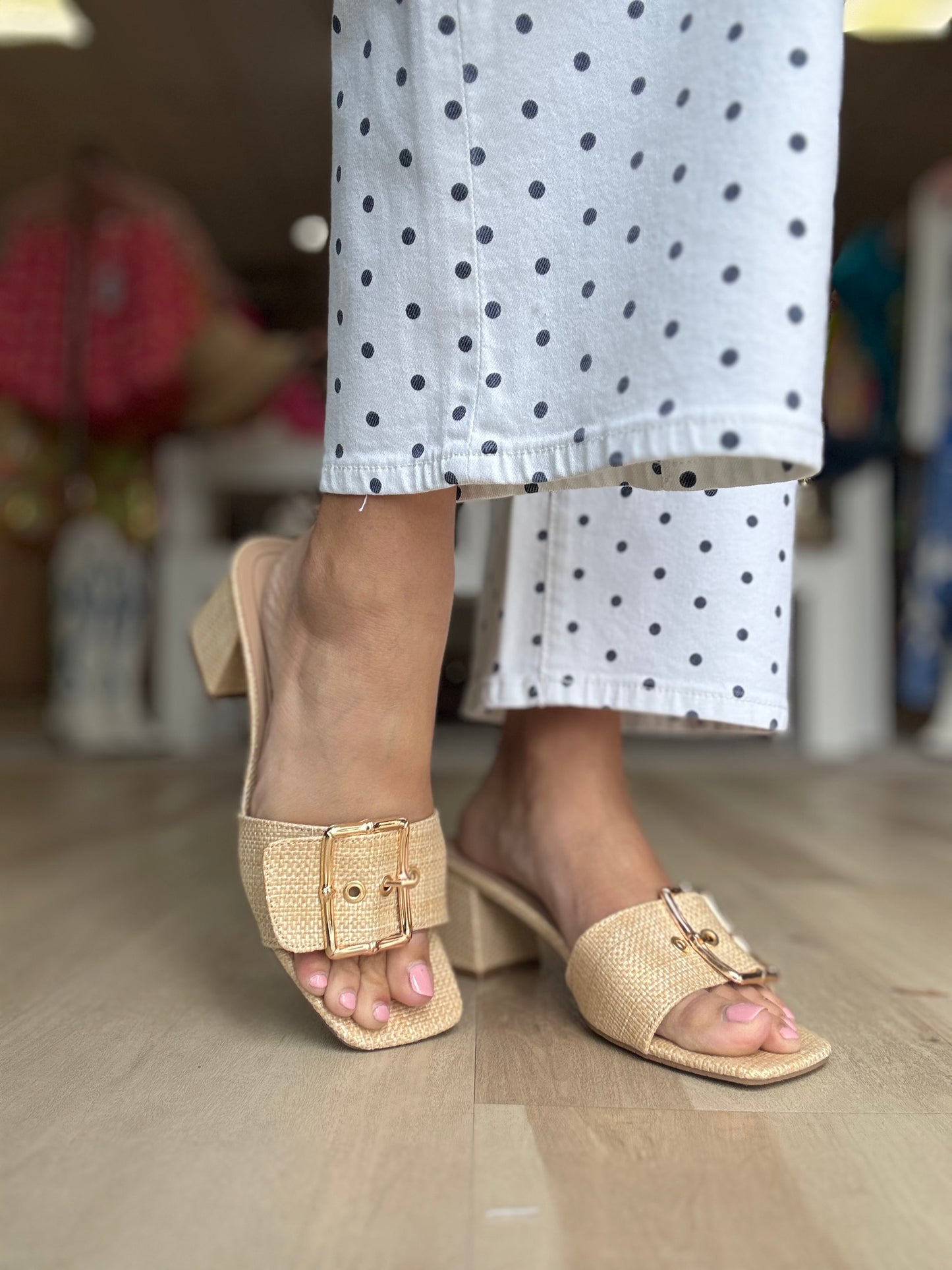 Raffia Buckle Heel