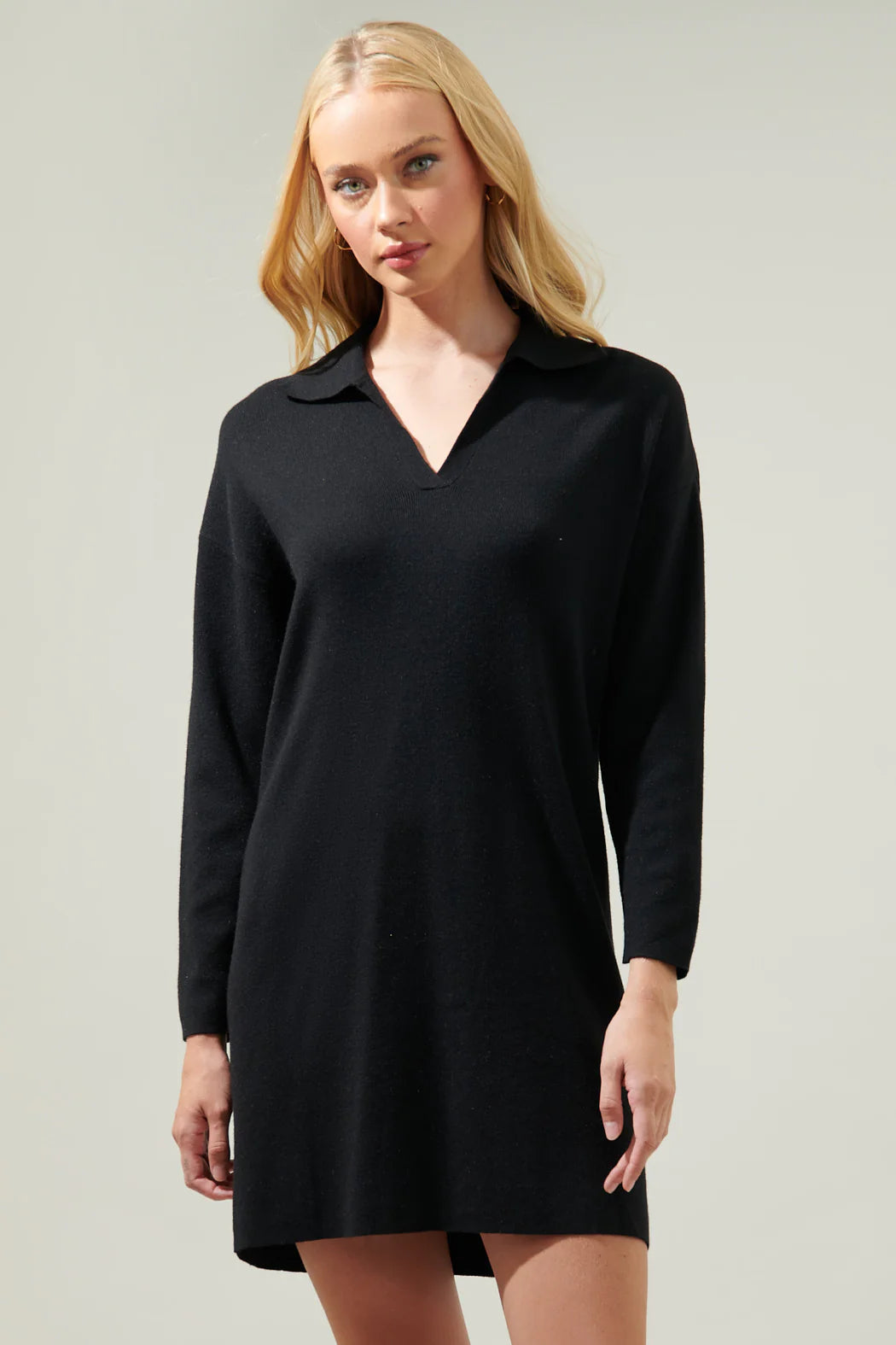 Emerla Relaxed Collared Sweater Dress