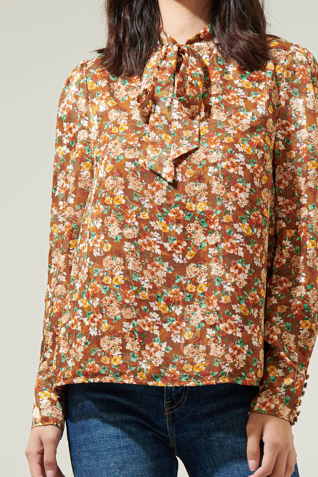 Candice Floral Bow Tie Blouse