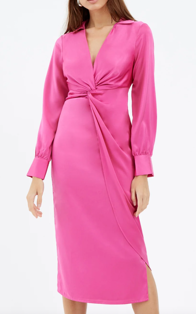Ingrid Satin Twist Front Midi