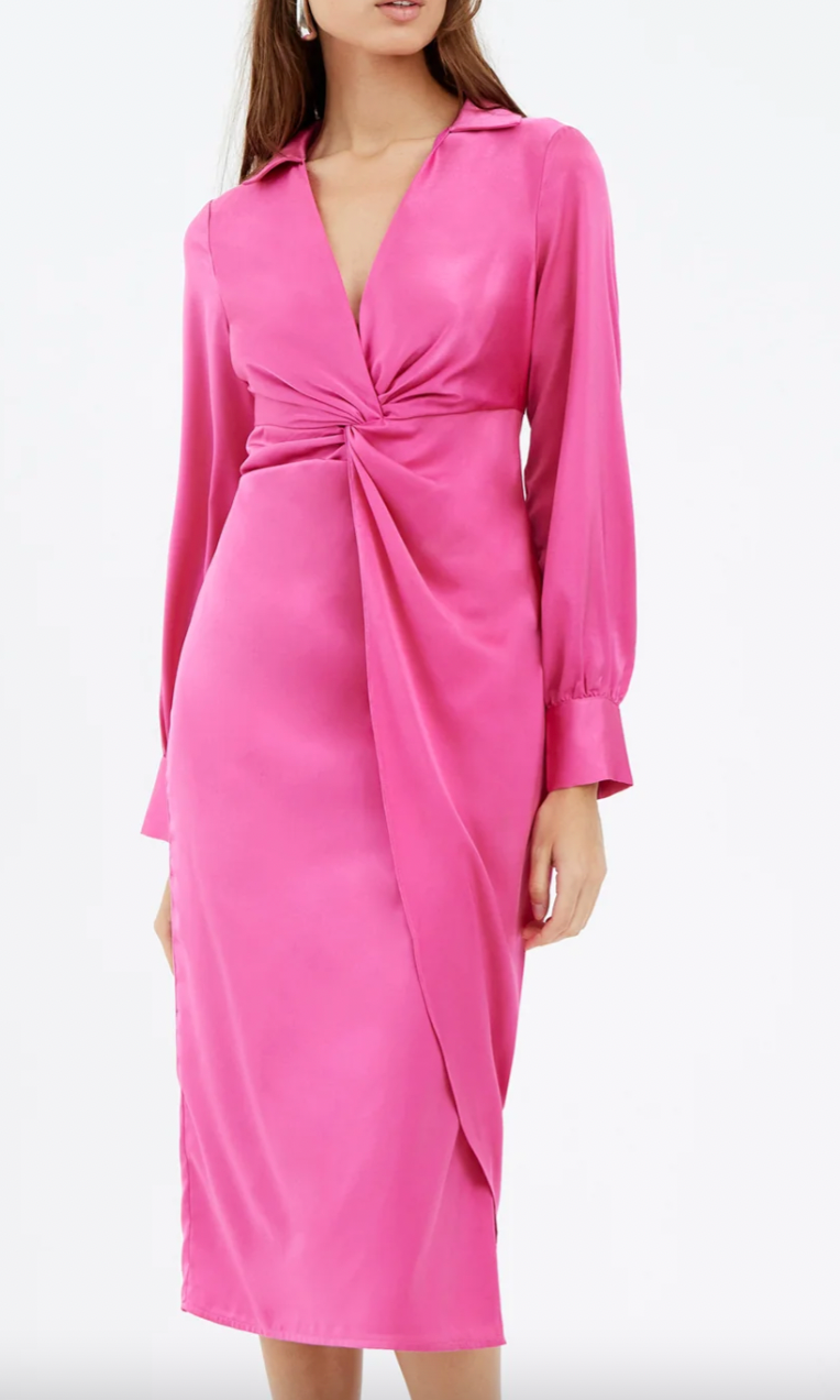 Ingrid Satin Twist Front Midi