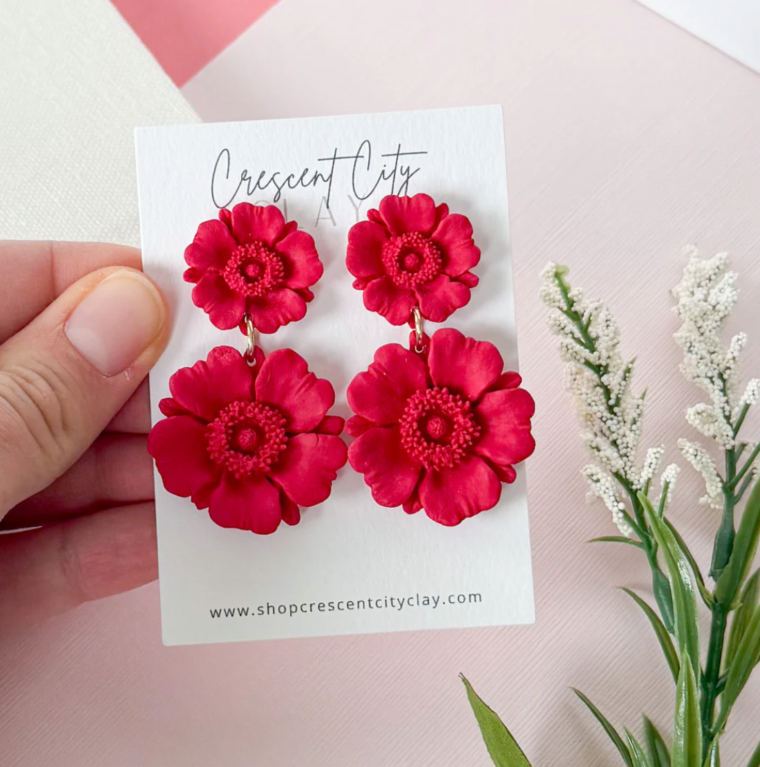 Crescent City Clay Poppy Earring