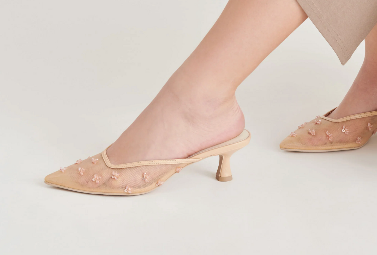 Dolce Vita Clara Heels French Vanilla Mesh