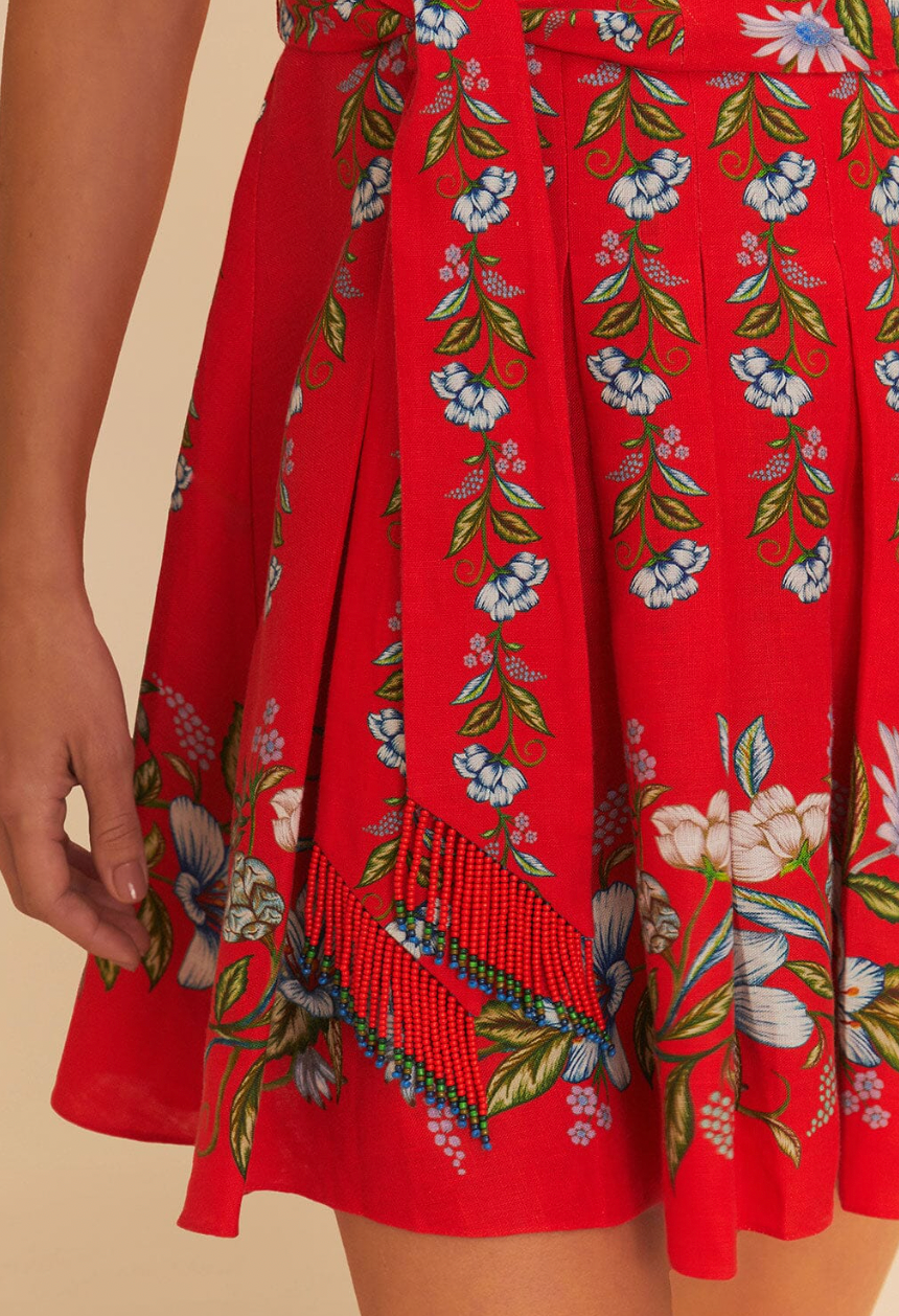 Farm Rio Red Sweet Bloom Bouquet Mini Dress
