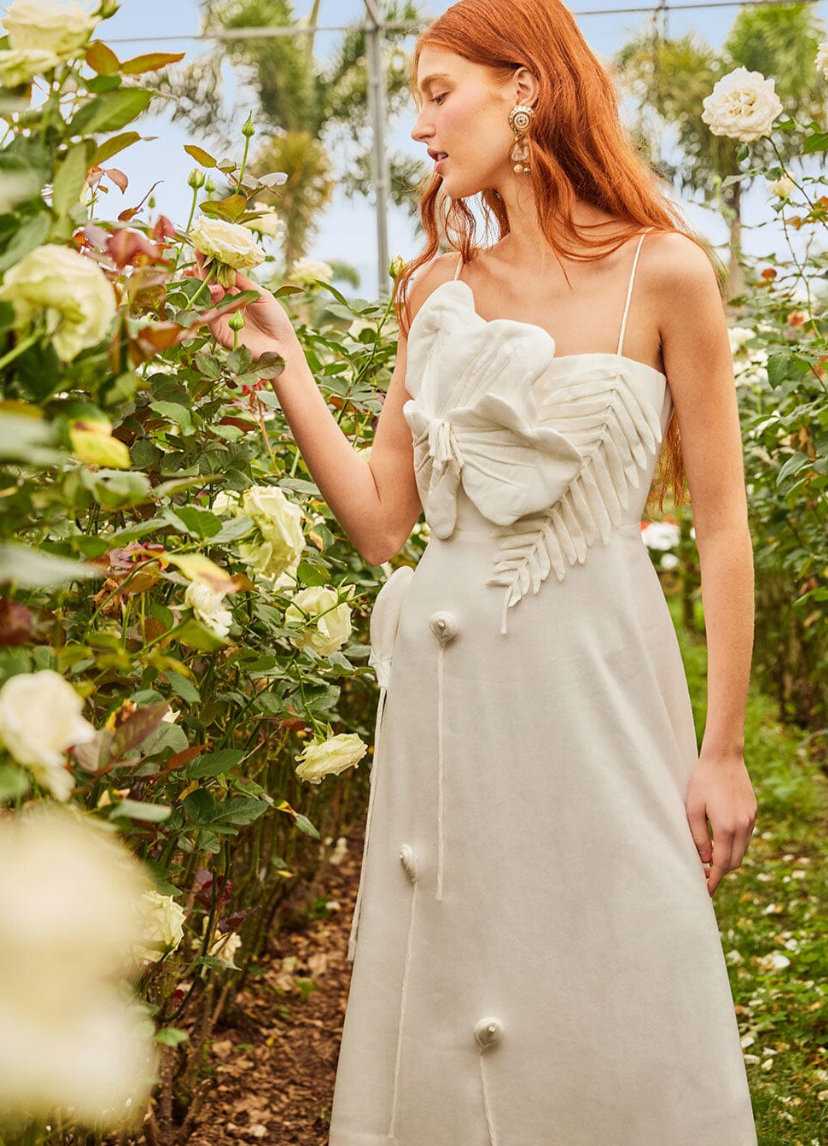 Farm Rio Off White Garden Midi Dress