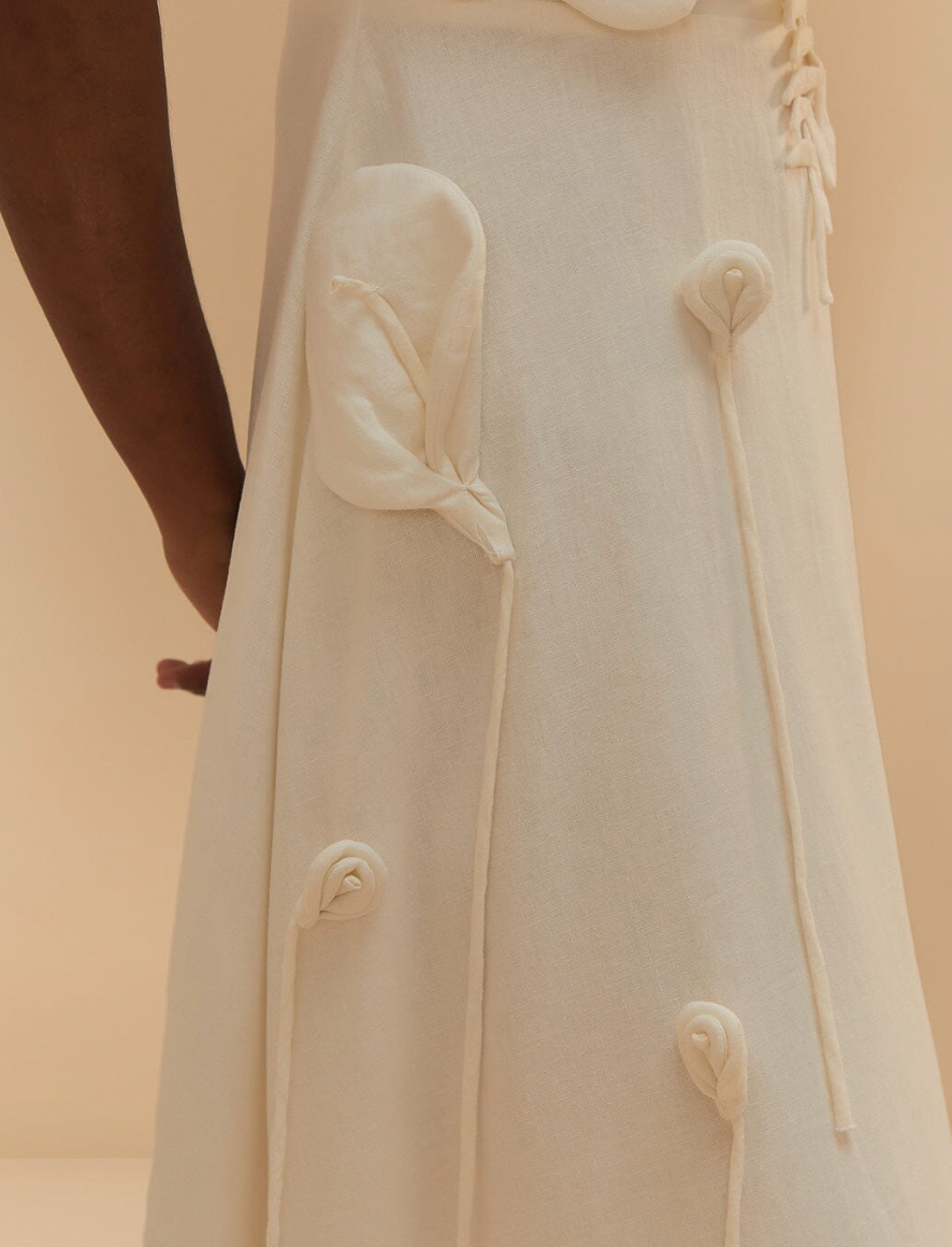 Farm Rio Off White Garden Midi Dress