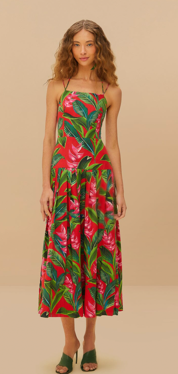 Farm Rio Red Dream Garden Maxi Dress