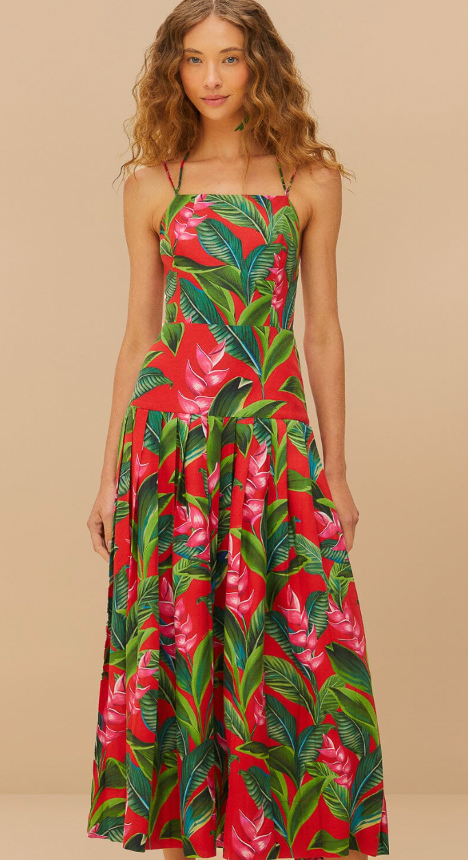Farm Rio Red Dream Garden Maxi Dress