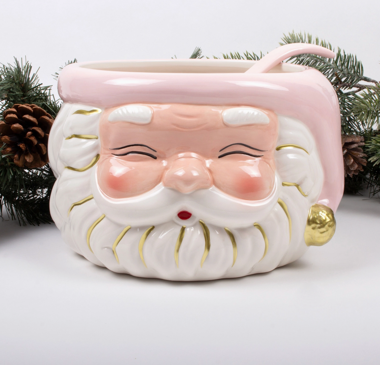 Pink Santa Bowl with Ladle