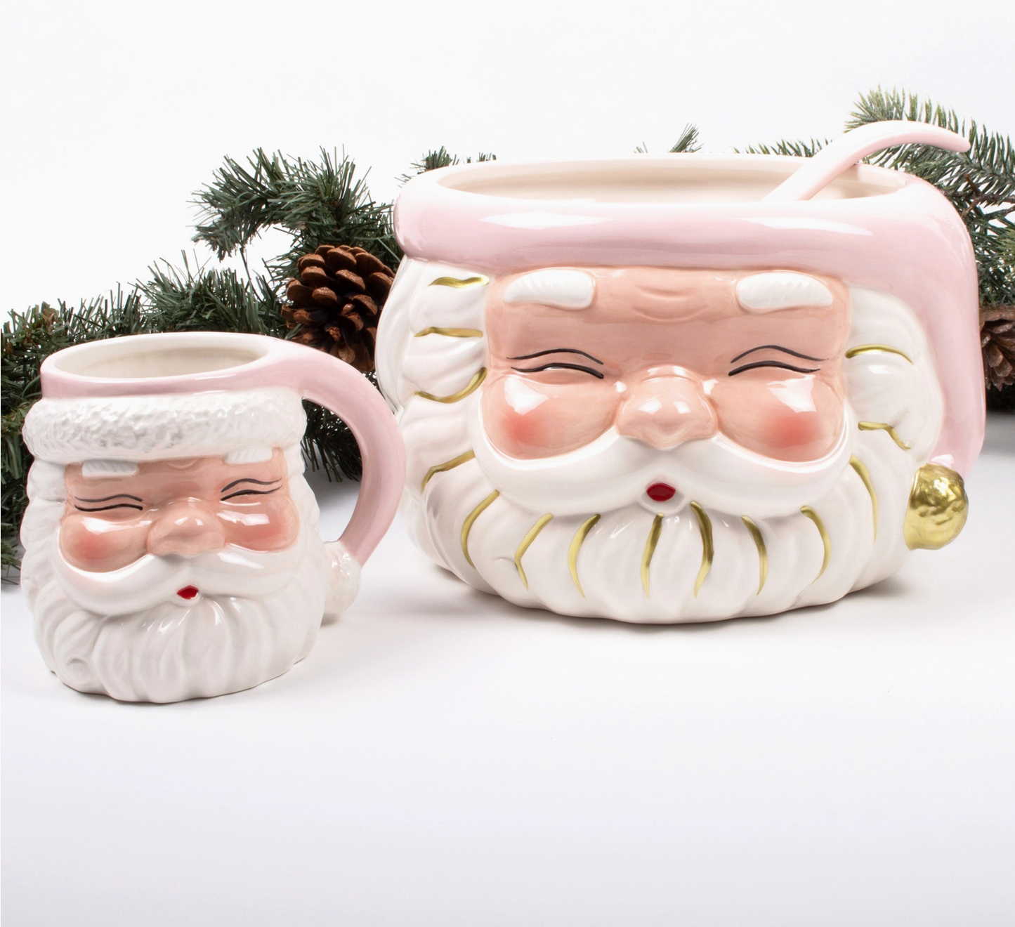 Pink Santa Bowl with Ladle