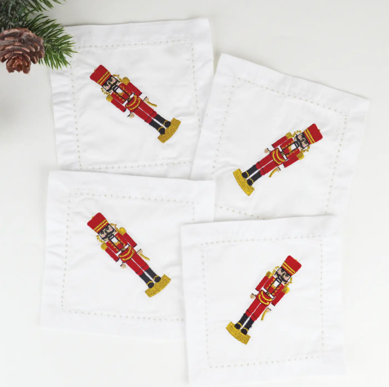 Nutcracker Embroidered Cocktail Napkin Boxed Set (preorder)