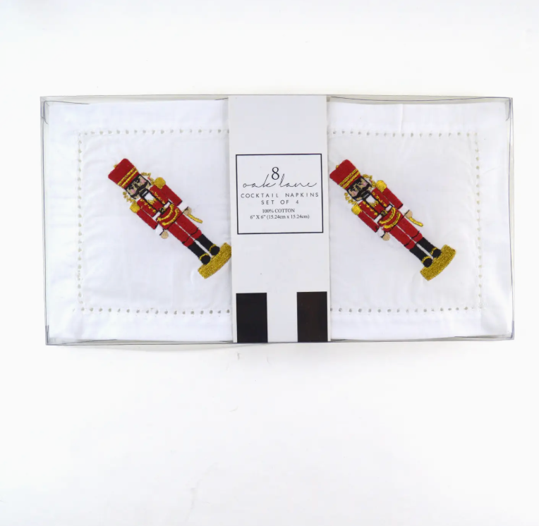 Nutcracker Embroidered Cocktail Napkin Boxed Set (preorder)