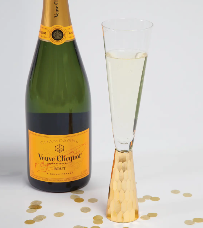 Gold Hammered Champagne Glass