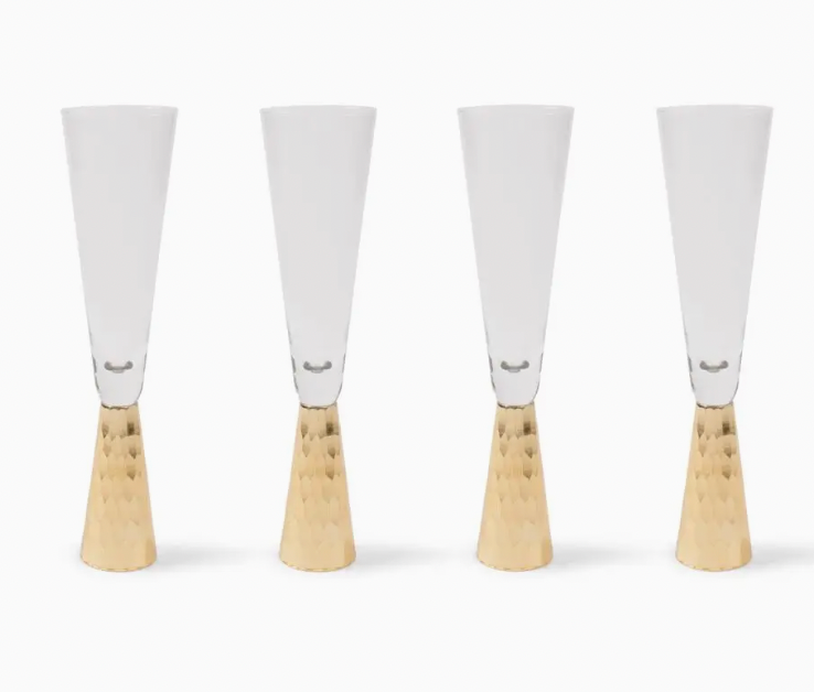 Gold Hammered Champagne Glass
