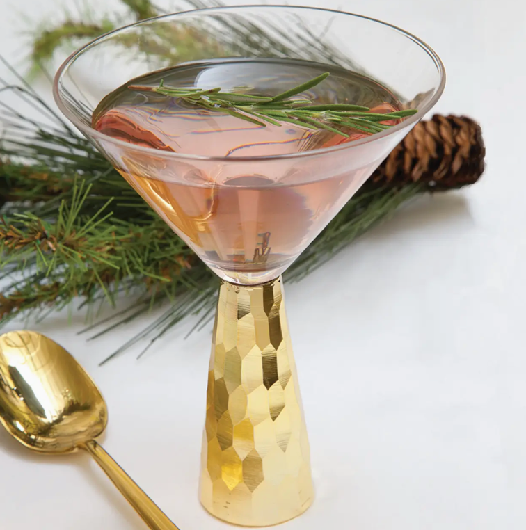 Gold Hammered Martini Glass