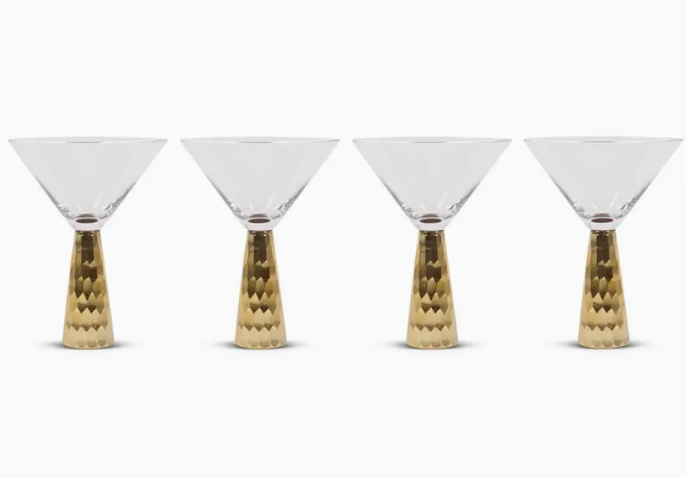 Gold Hammered Martini Glass